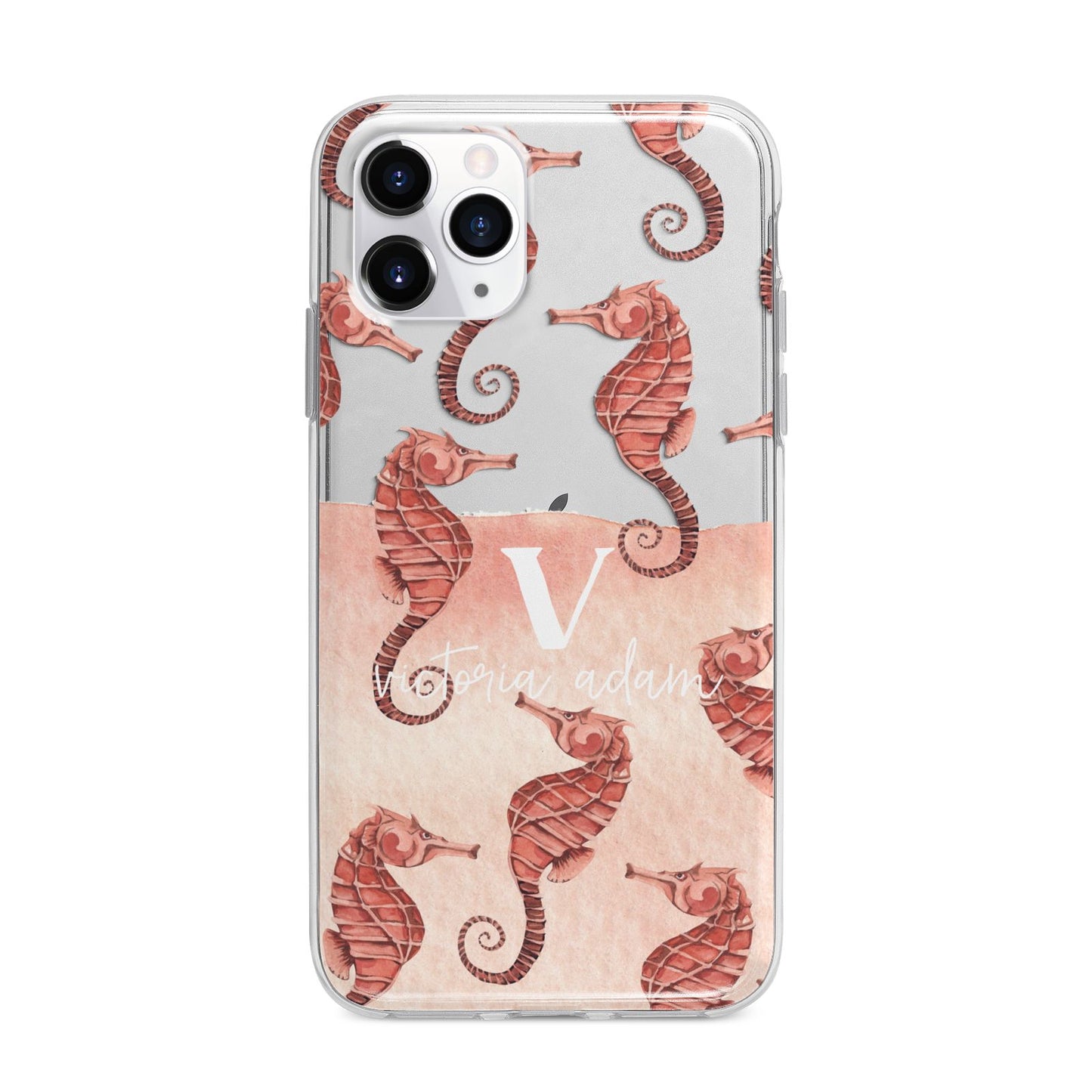 Sea Horse Personalised Apple iPhone 11 Pro Max in Silver with Bumper Case