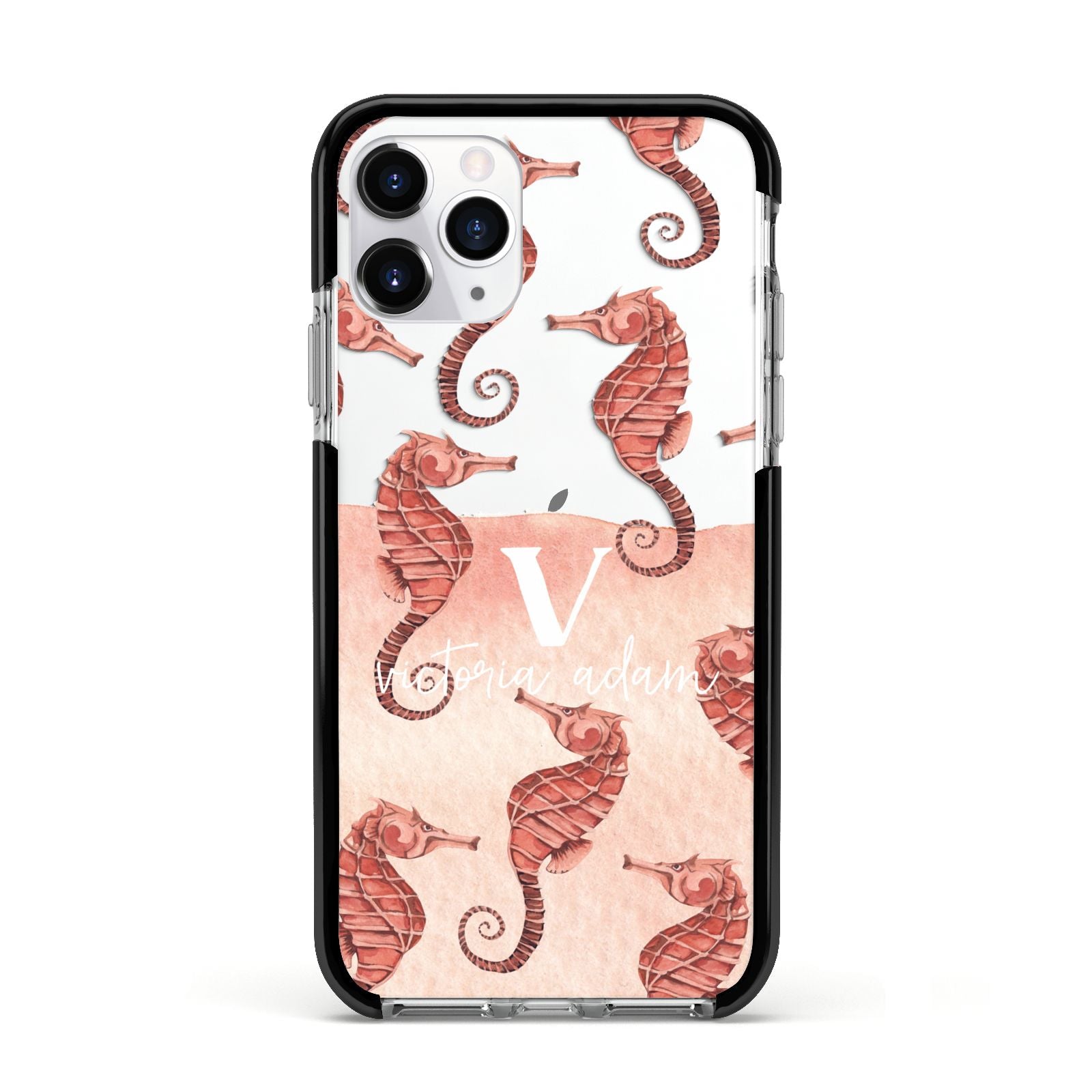 Sea Horse Personalised Apple iPhone 11 Pro in Silver with Black Impact Case