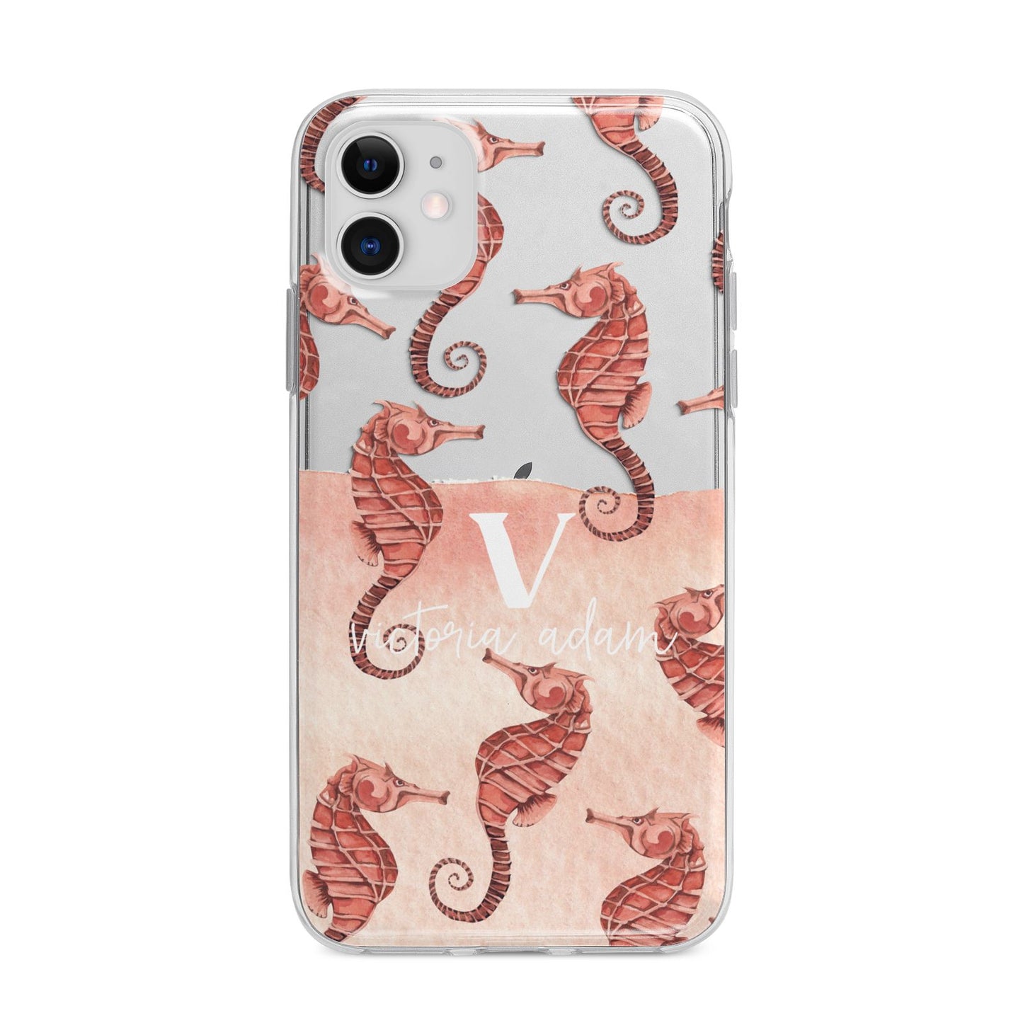 Sea Horse Personalised Apple iPhone 11 in White with Bumper Case
