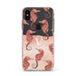 Sea Horse Personalised Apple iPhone Xs Impact Case Pink Edge on Black Phone