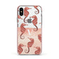 Sea Horse Personalised Apple iPhone Xs Impact Case Pink Edge on Silver Phone