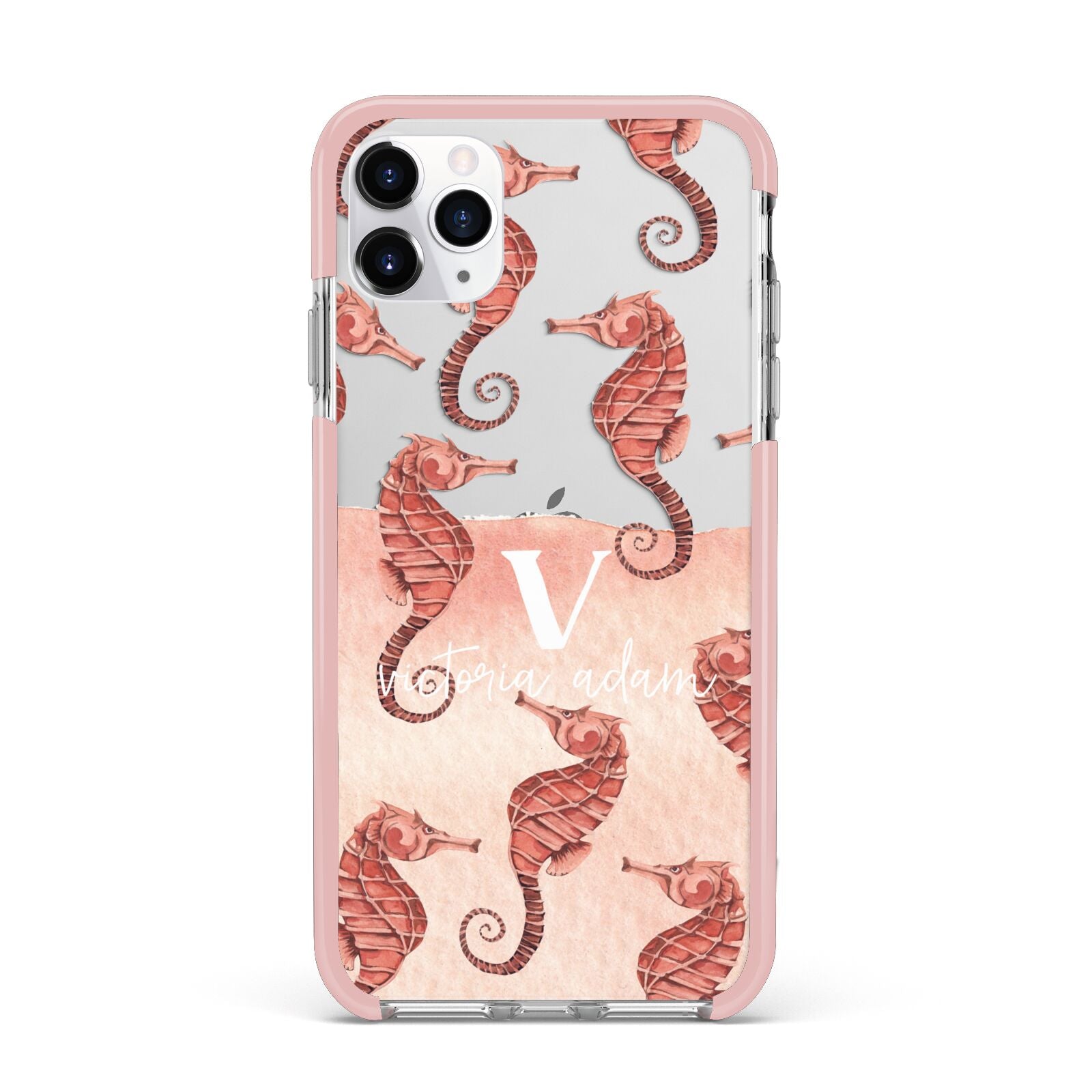 Sea Horse Personalised iPhone 11 Pro Max Impact Pink Edge Case
