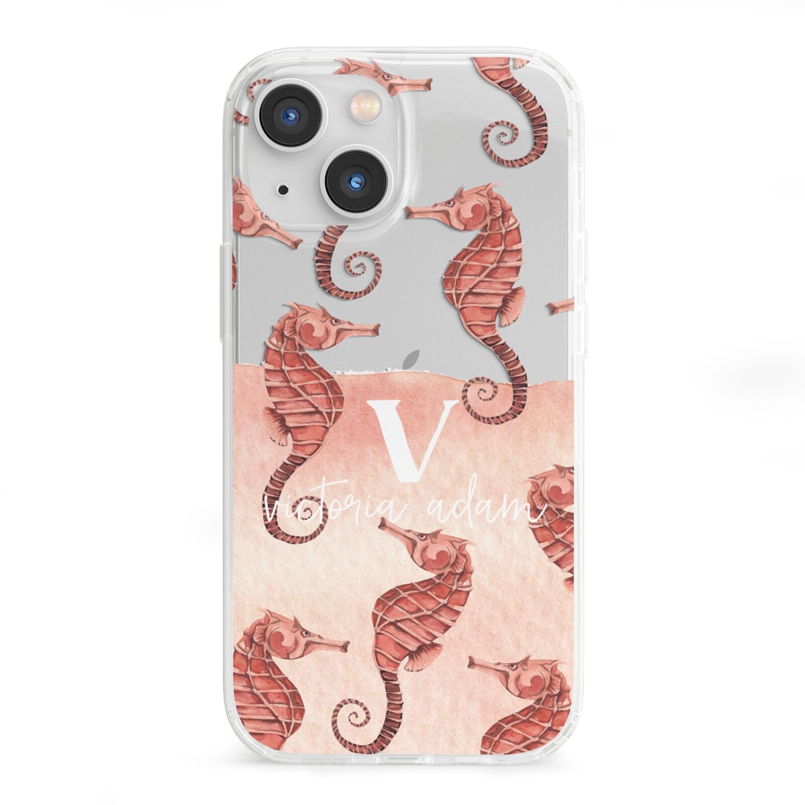 Sea Horse Personalised iPhone 13 Mini Clear Bumper Case