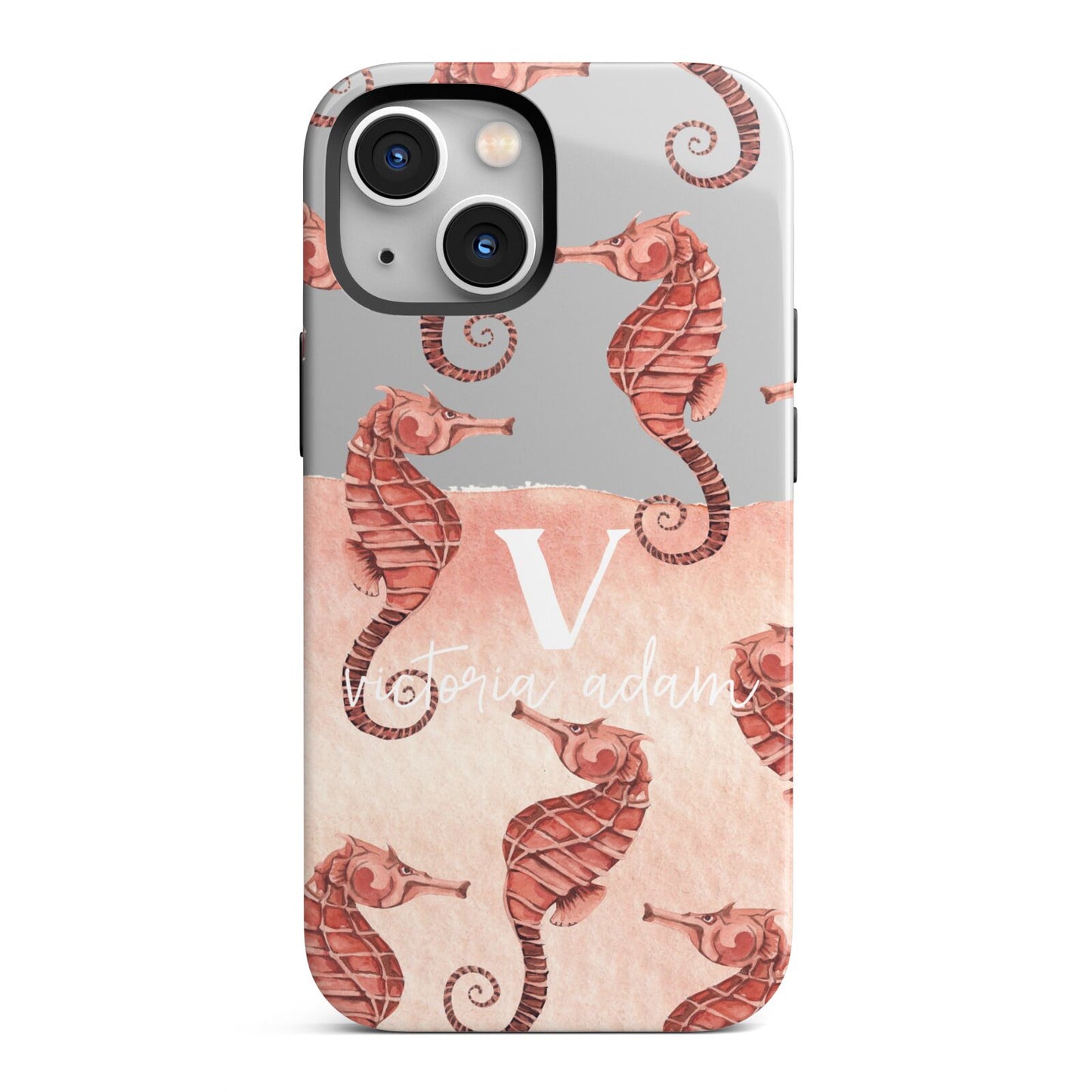 Sea Horse Personalised iPhone 13 Mini Full Wrap 3D Tough Case