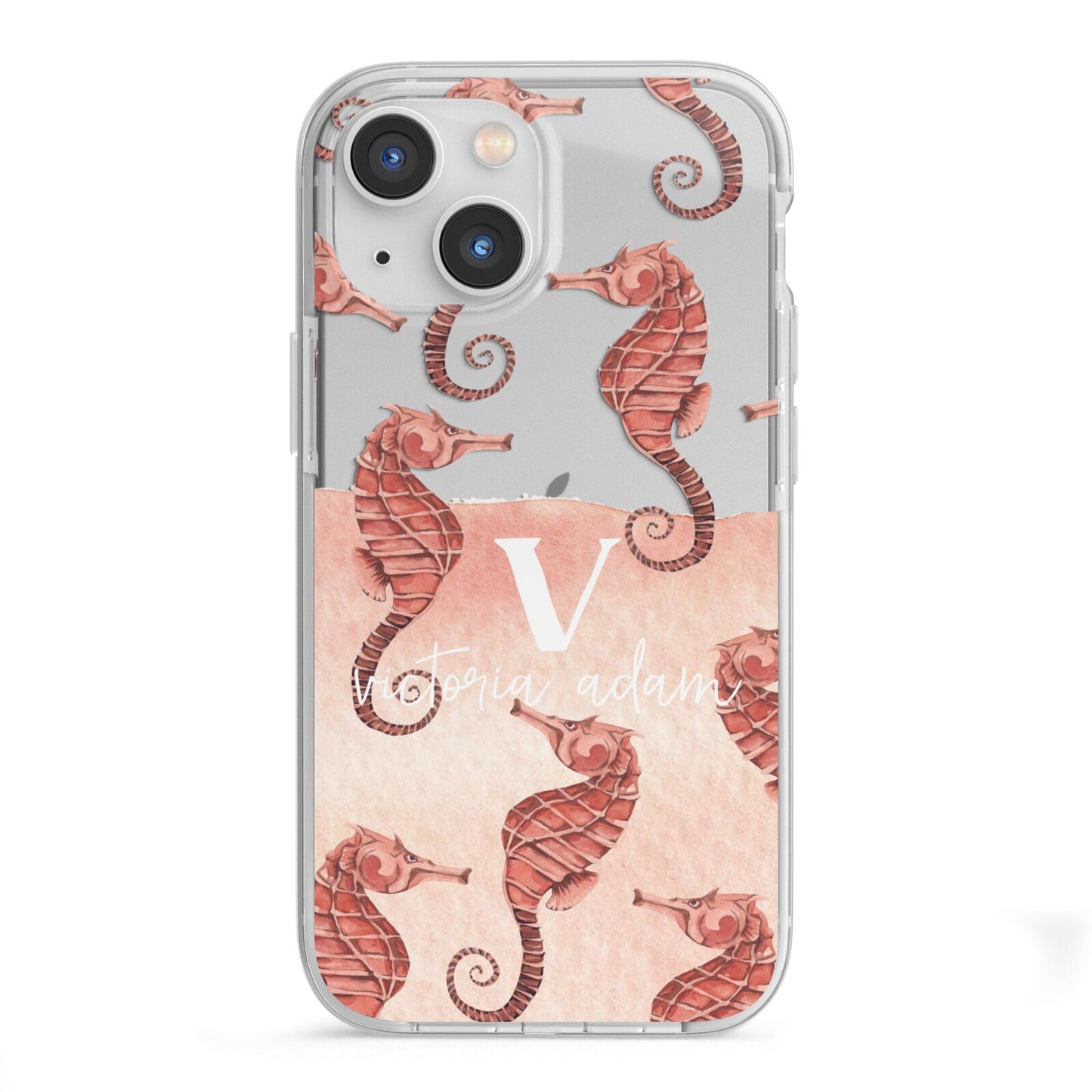Sea Horse Personalised iPhone 13 Mini TPU Impact Case with White Edges