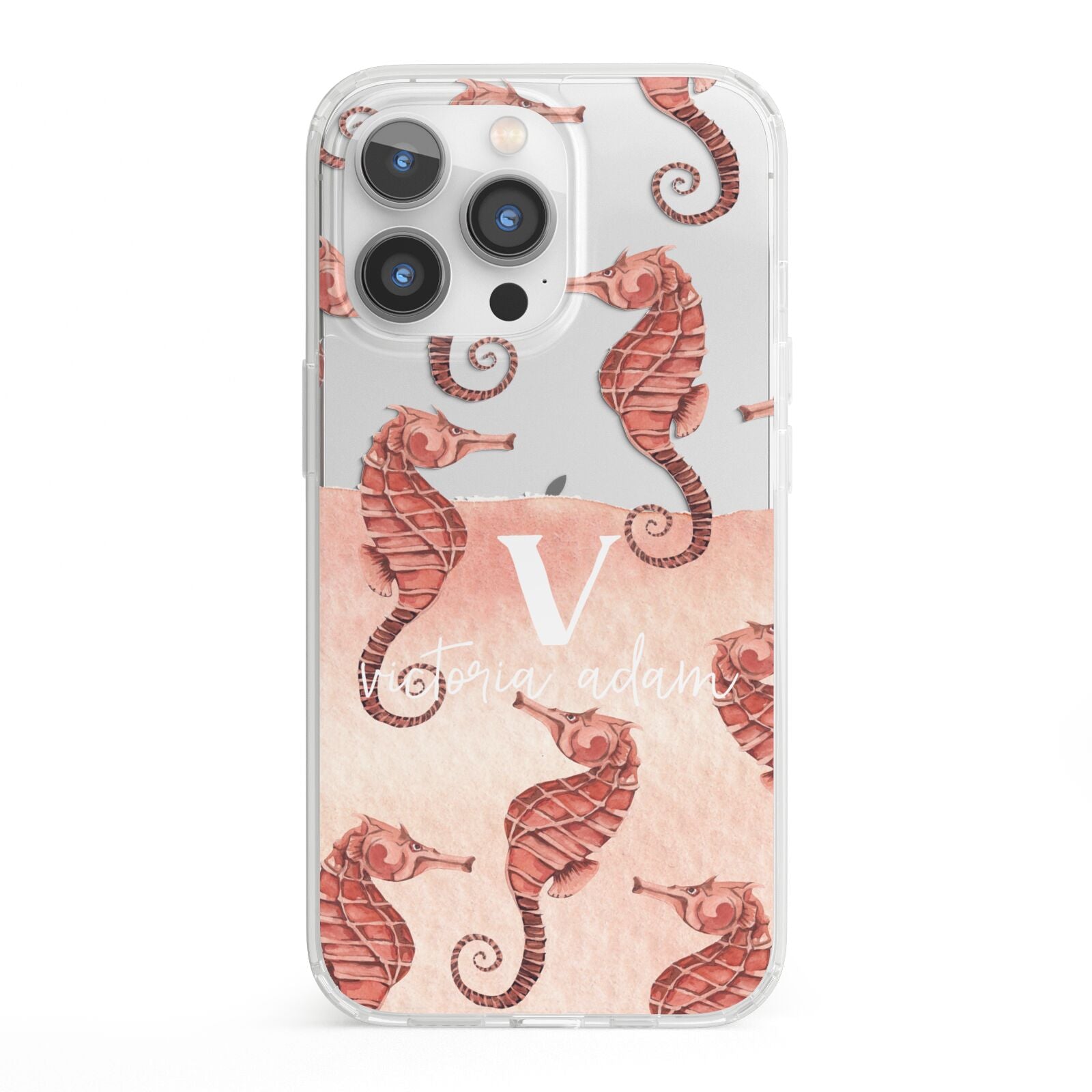 Sea Horse Personalised iPhone 13 Pro Clear Bumper Case
