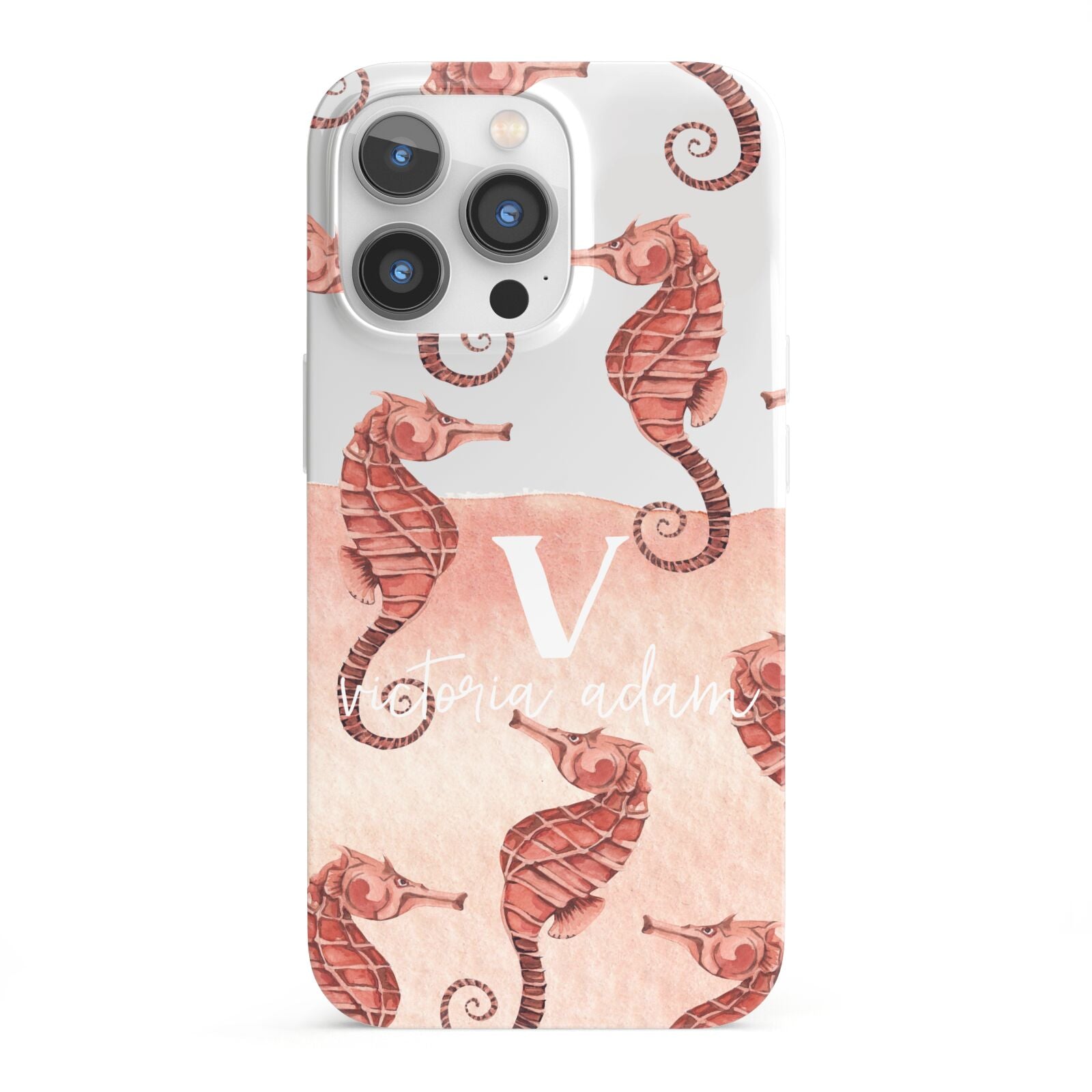Sea Horse Personalised iPhone 13 Pro Full Wrap 3D Snap Case