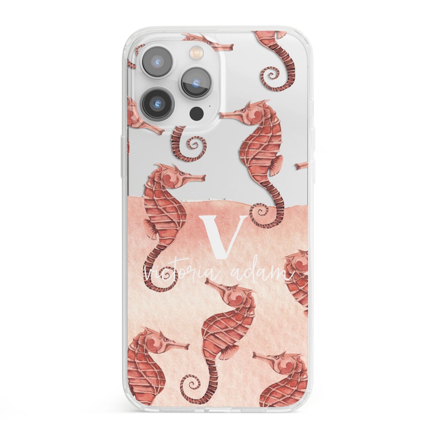 Sea Horse Personalised iPhone 13 Pro Max Clear Bumper Case