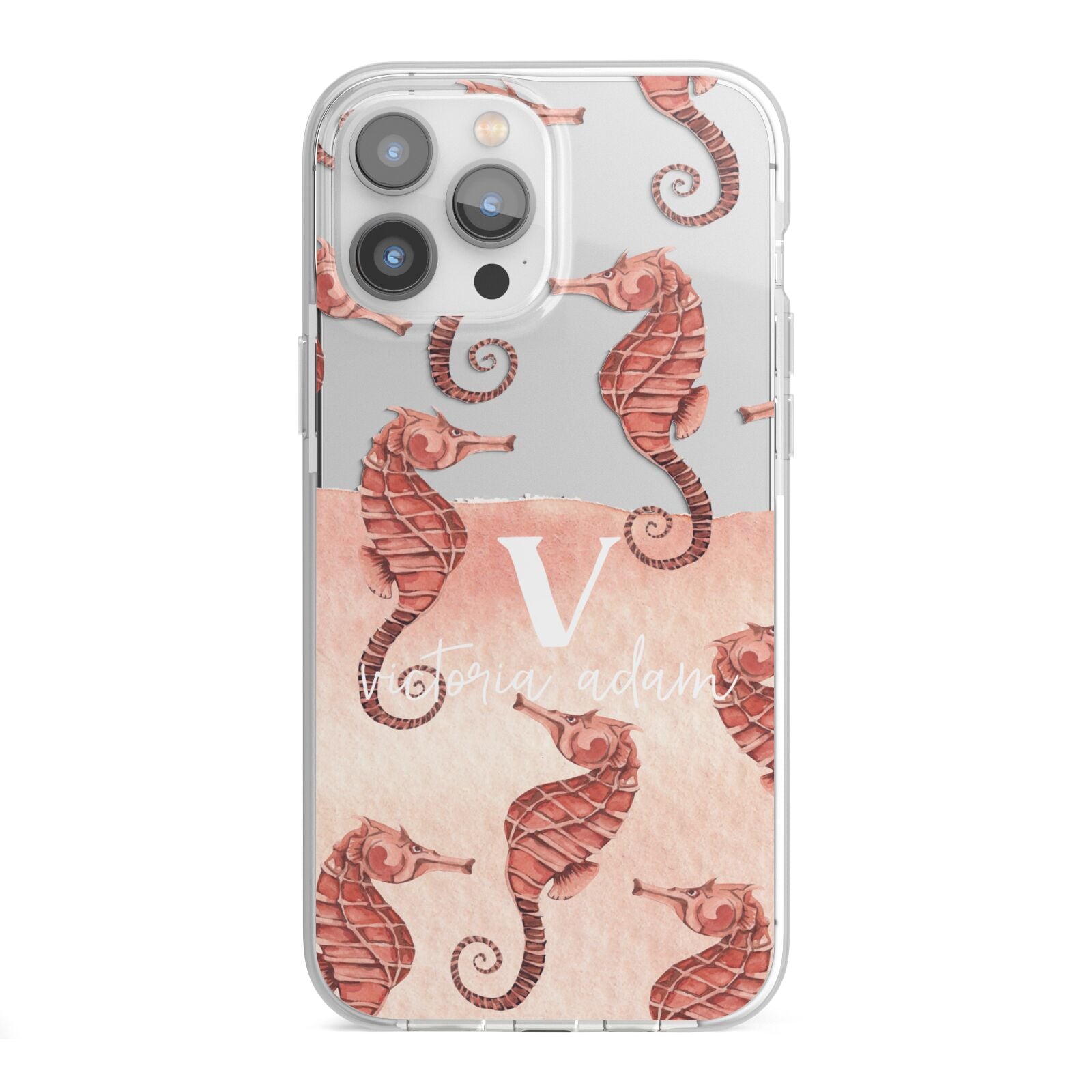 Sea Horse Personalised iPhone 13 Pro Max TPU Impact Case with White Edges