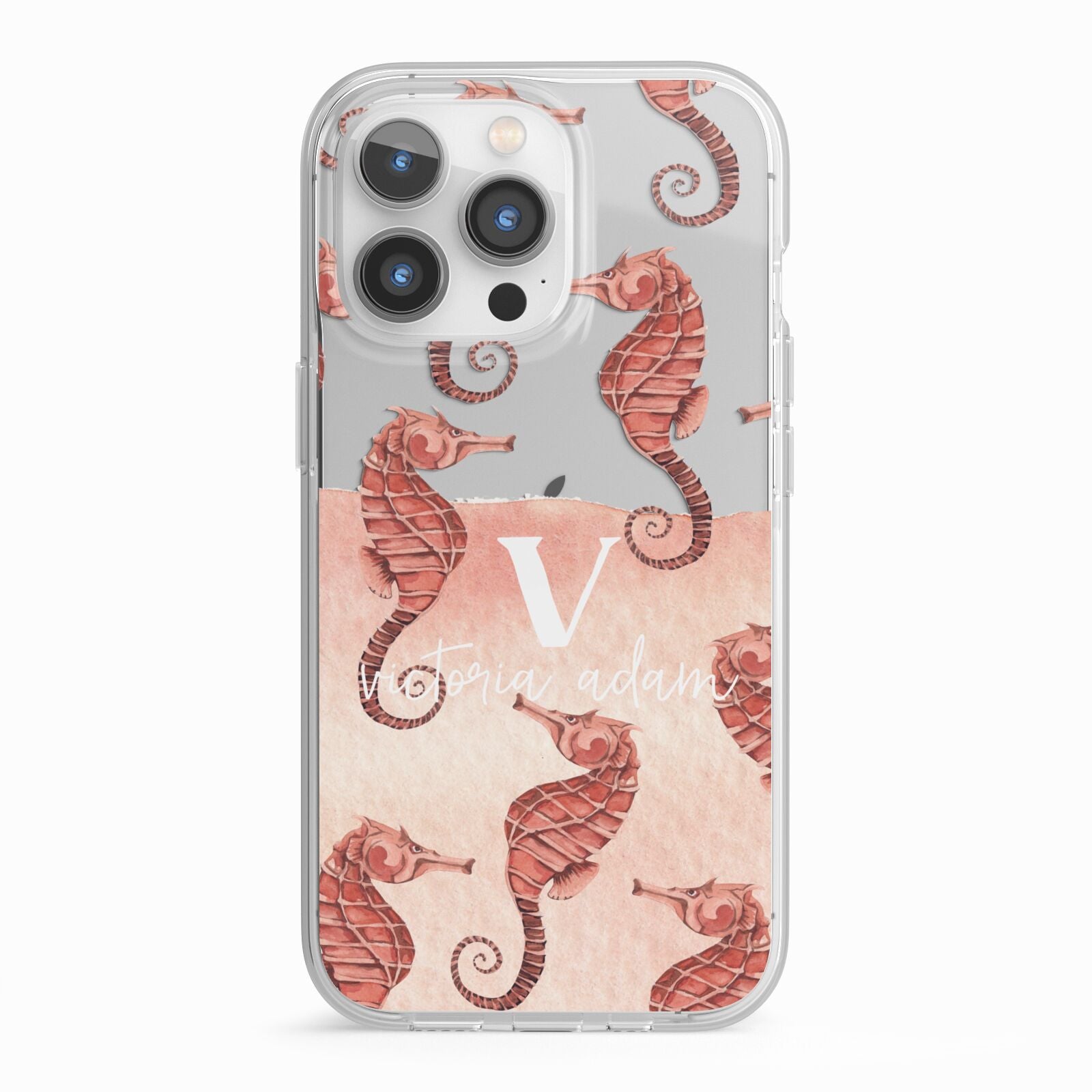 Sea Horse Personalised iPhone 13 Pro TPU Impact Case with White Edges