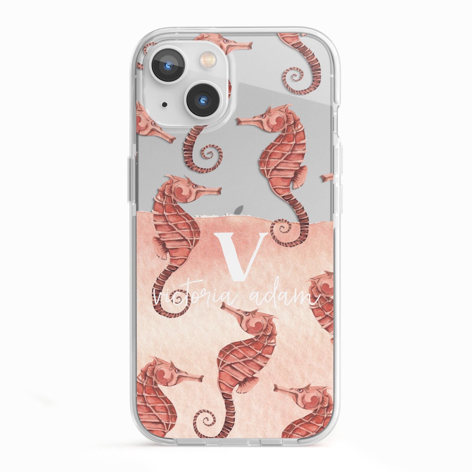 Sea Horse Personalised iPhone 13 TPU Impact Case with White Edges