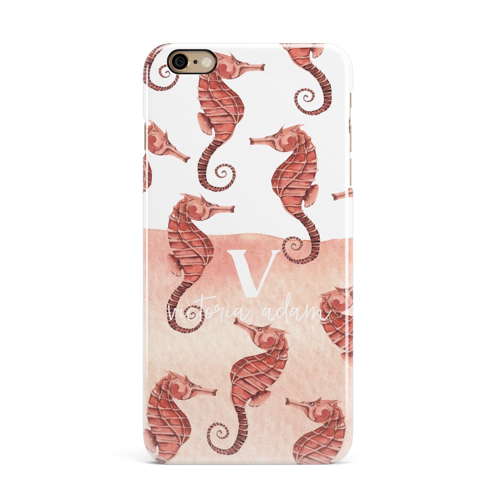 Sea Horse Personalised iPhone 6 Plus 3D Snap Case on Gold Phone