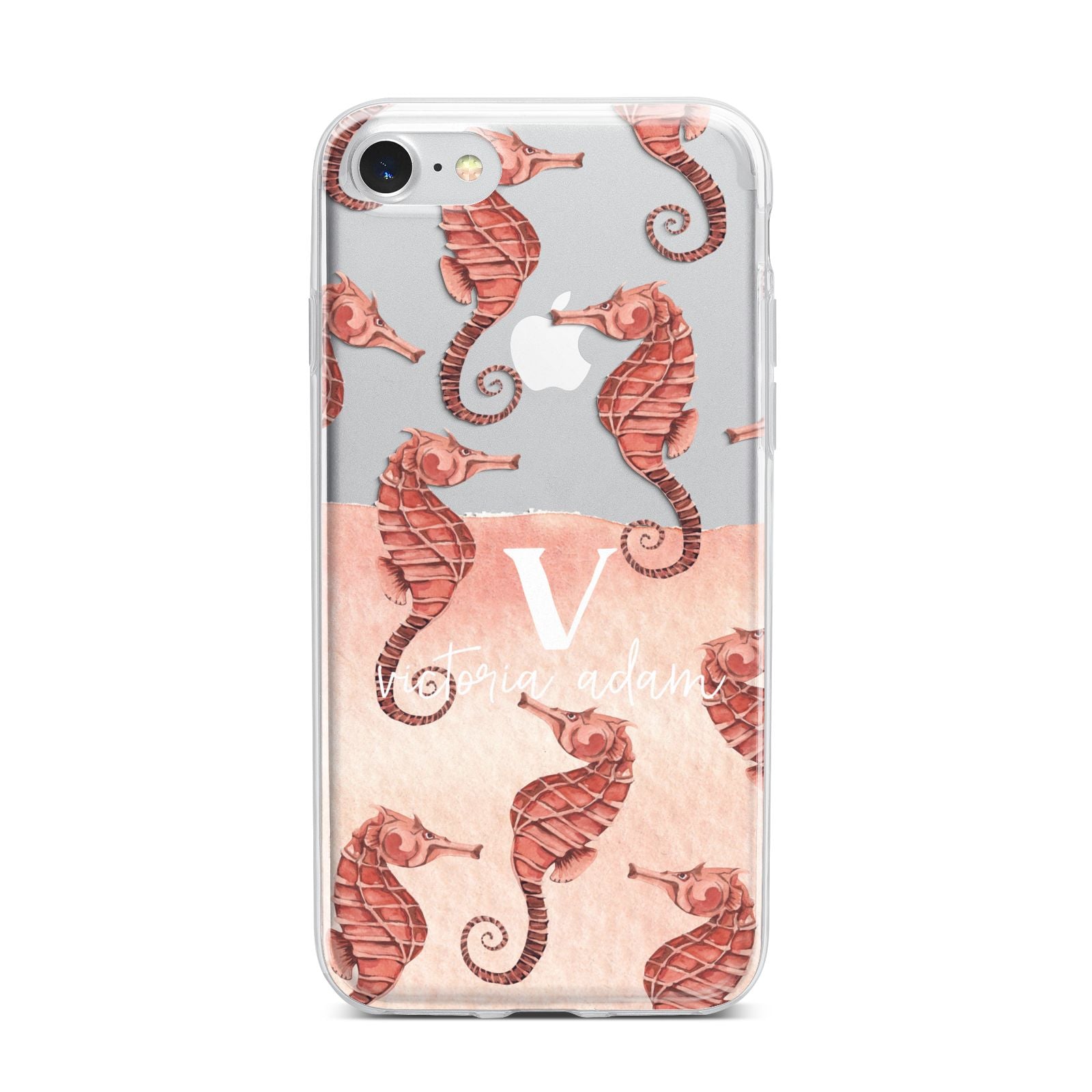 Sea Horse Personalised iPhone 7 Bumper Case on Silver iPhone
