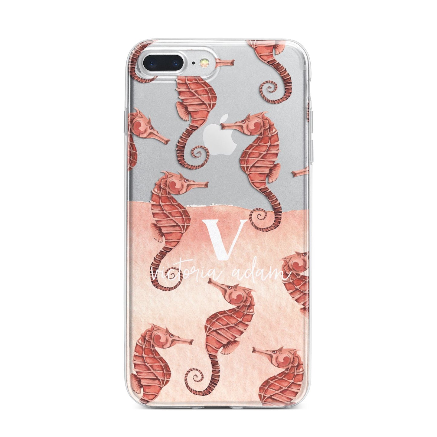 Sea Horse Personalised iPhone 7 Plus Bumper Case on Silver iPhone