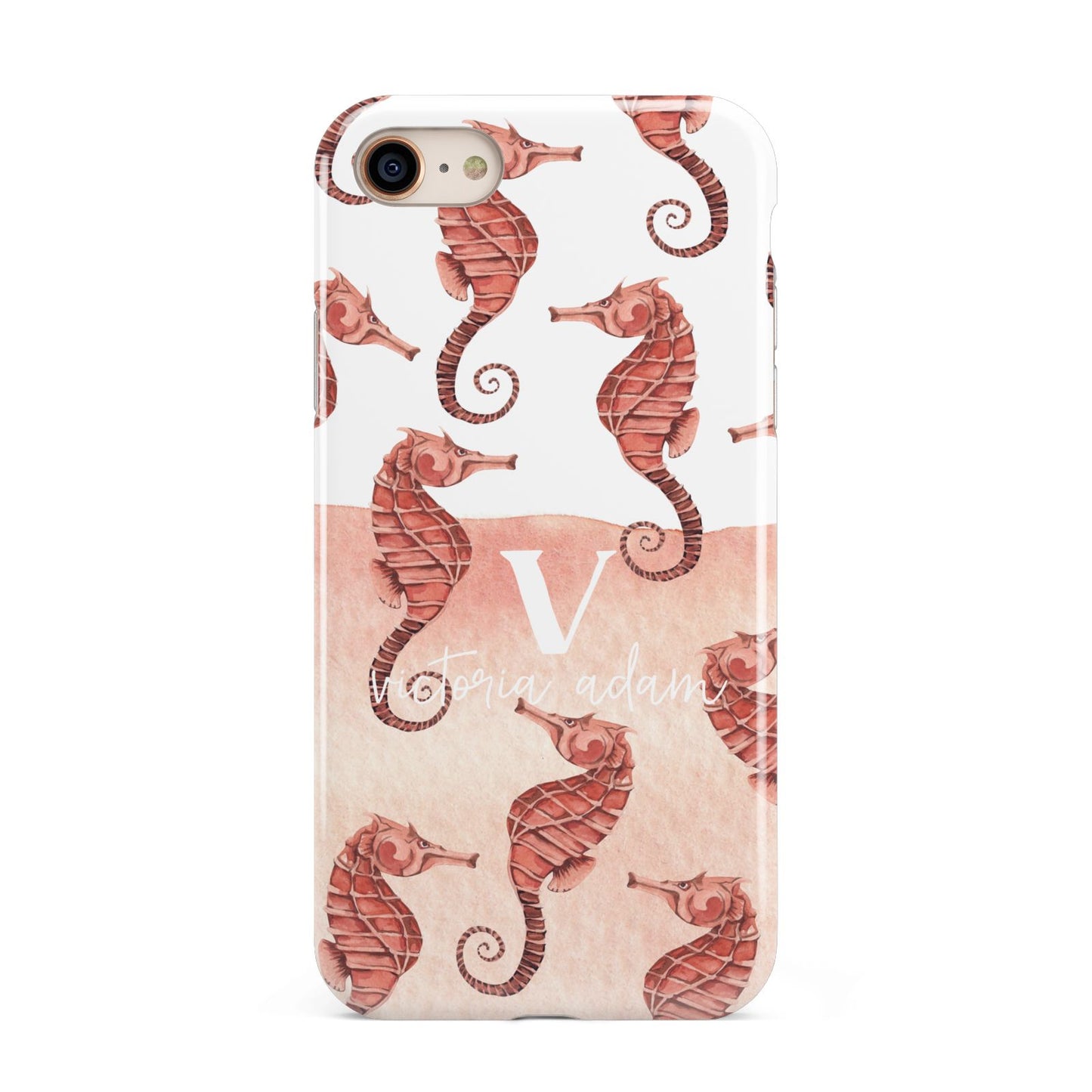 Sea Horse Personalised iPhone 8 3D Tough Case on Gold Phone