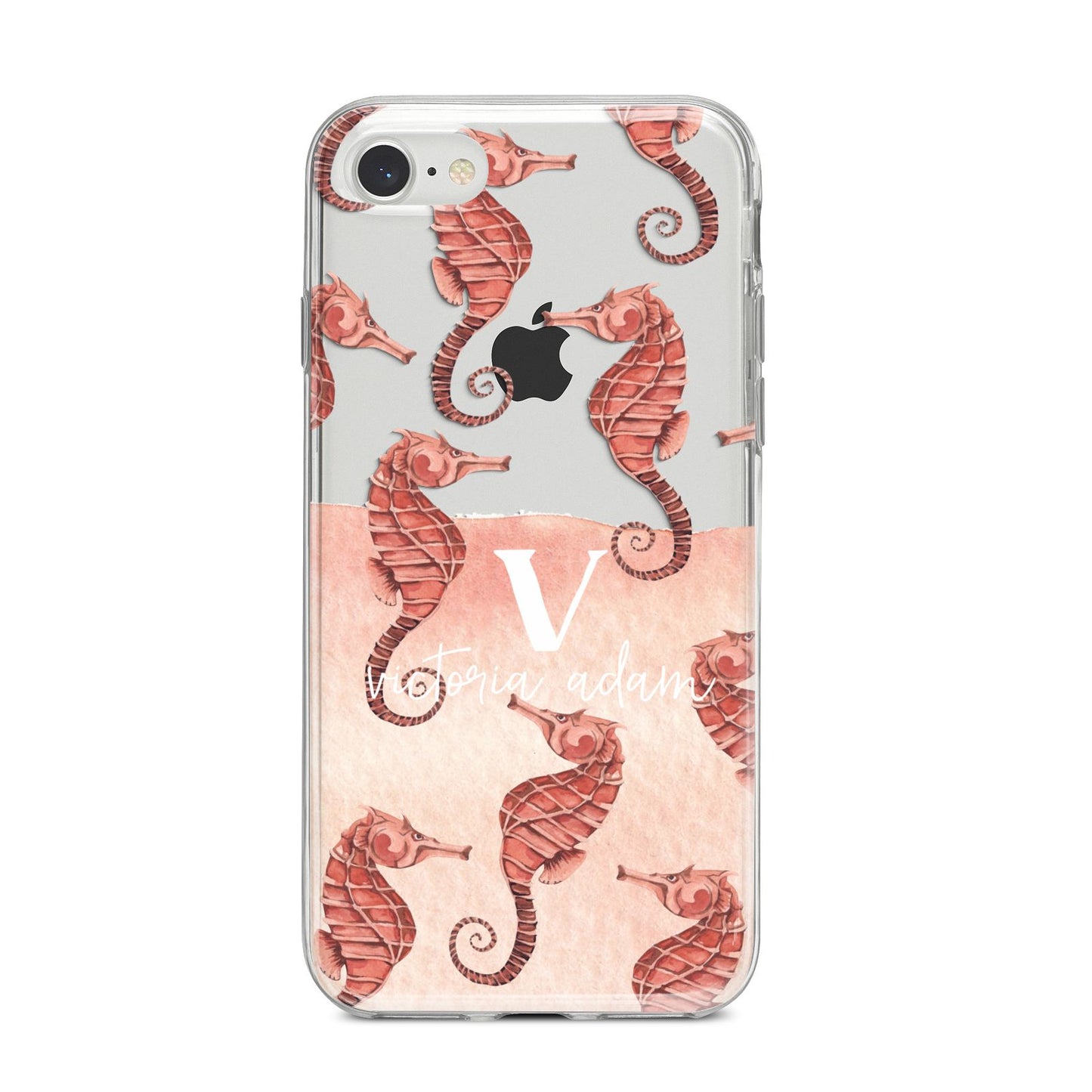 Sea Horse Personalised iPhone 8 Bumper Case on Silver iPhone