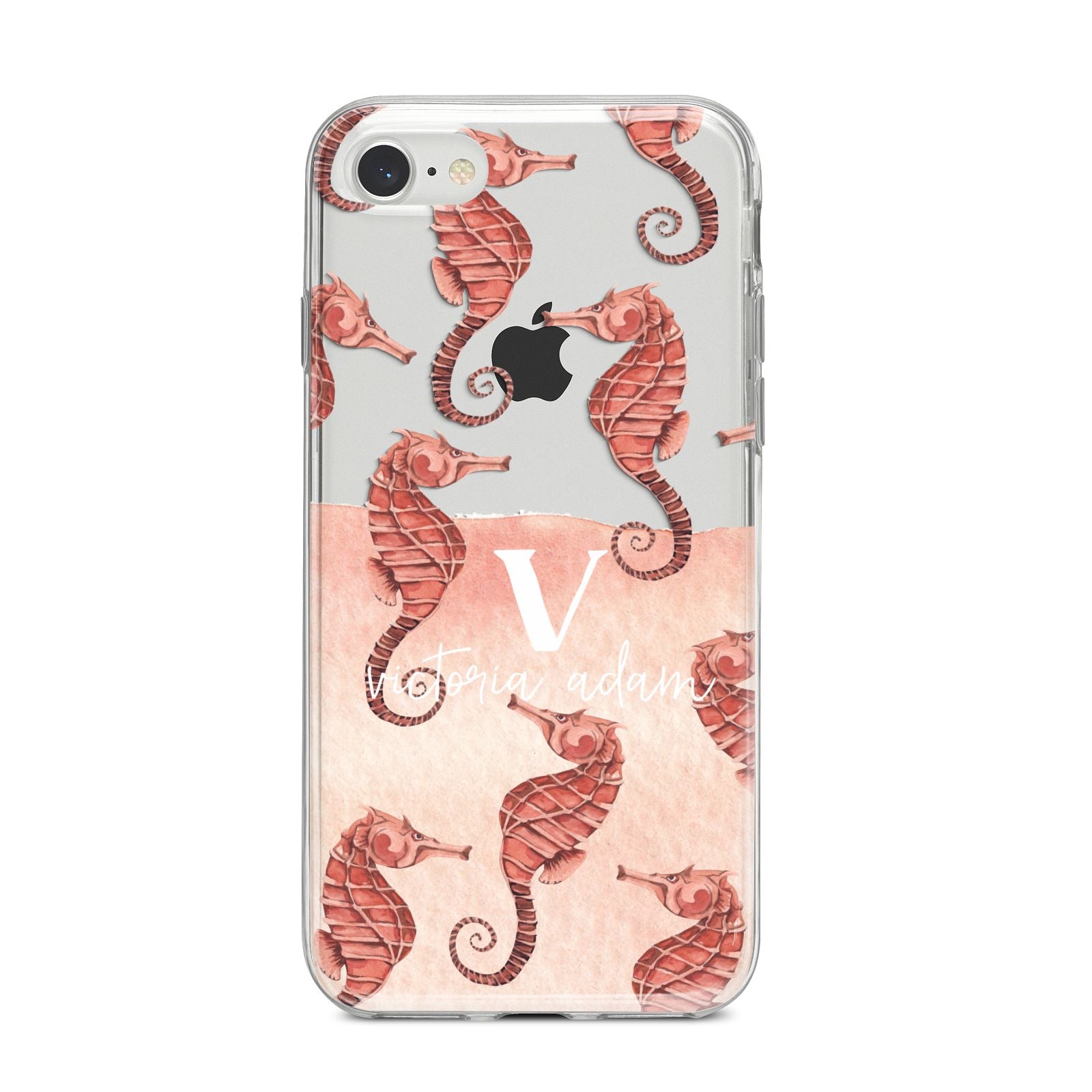 Sea Horse Personalised iPhone 8 Bumper Case on Silver iPhone