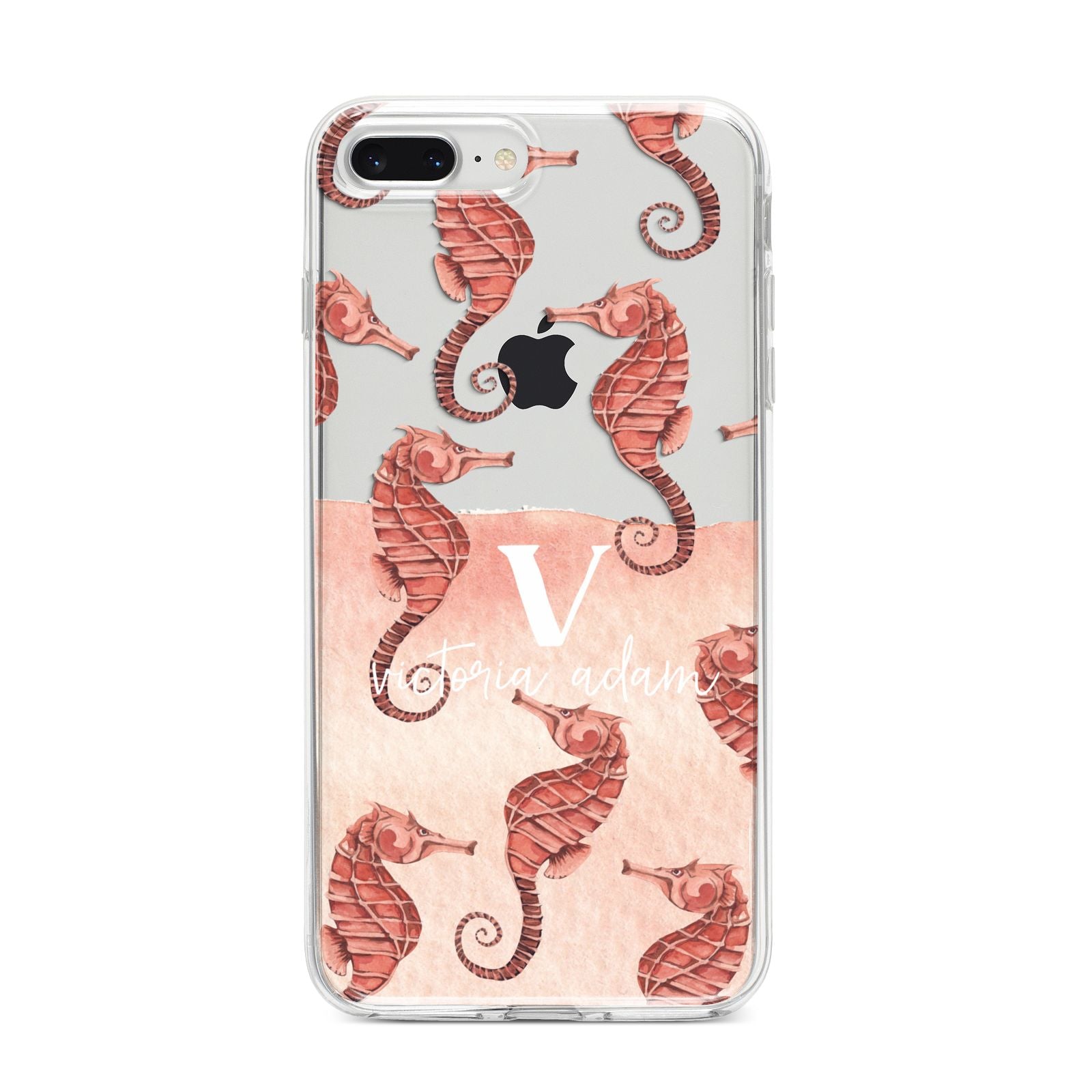 Sea Horse Personalised iPhone 8 Plus Bumper Case on Silver iPhone
