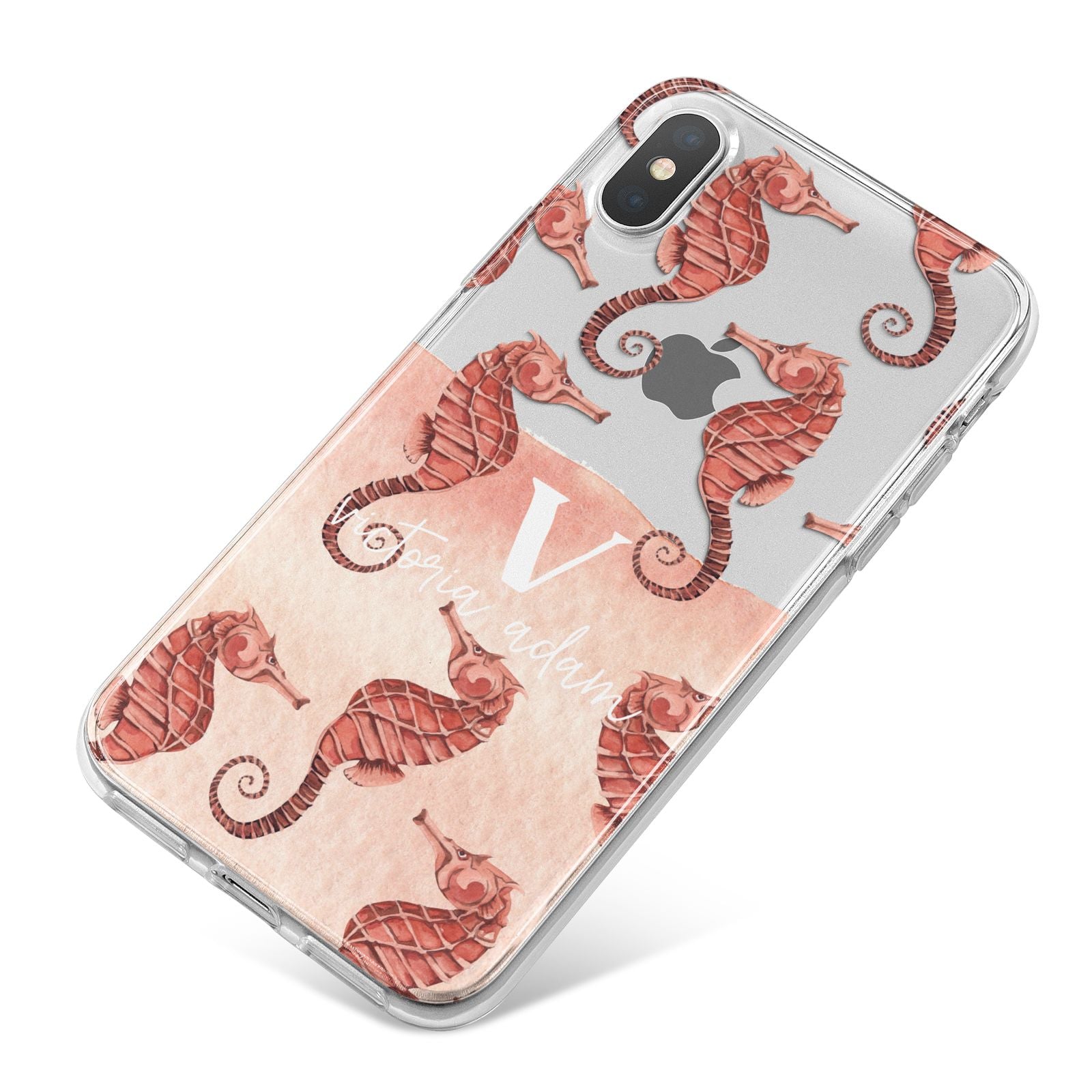 Sea Horse Personalised iPhone X Bumper Case on Silver iPhone