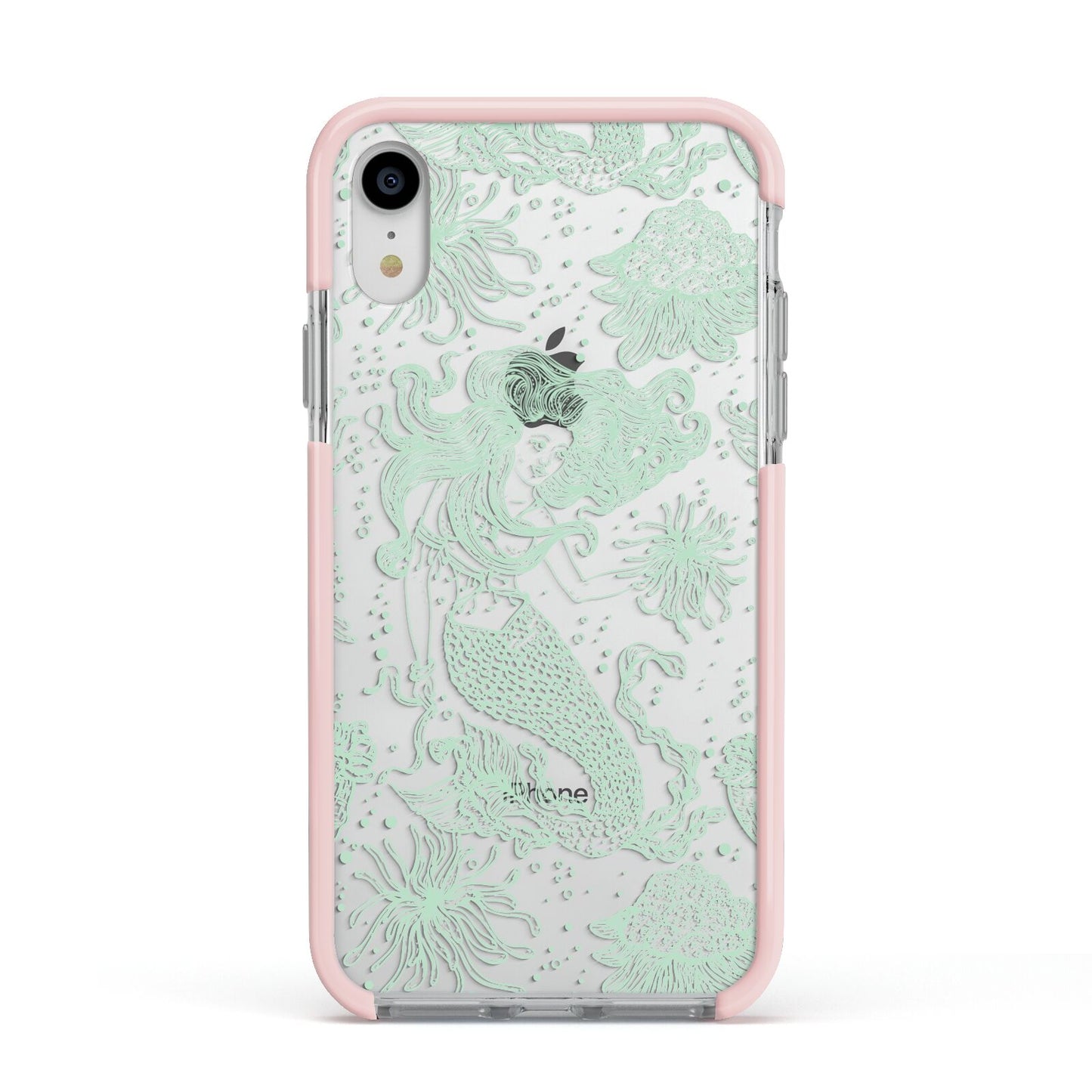 Sea Mermaid Apple iPhone XR Impact Case Pink Edge on Silver Phone