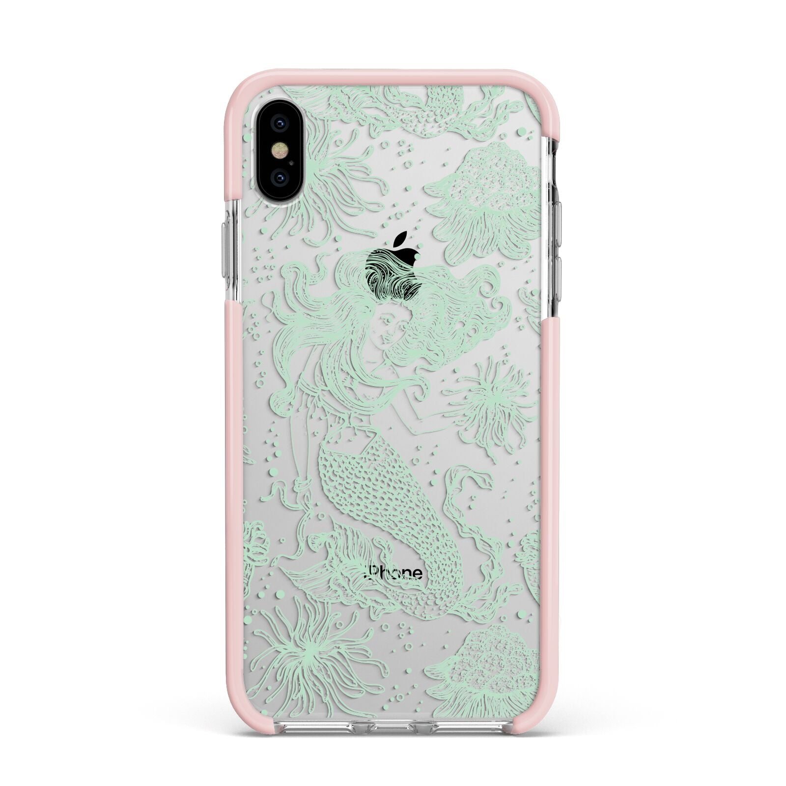 Sea Mermaid Apple iPhone Xs Max Impact Case Pink Edge on Silver Phone