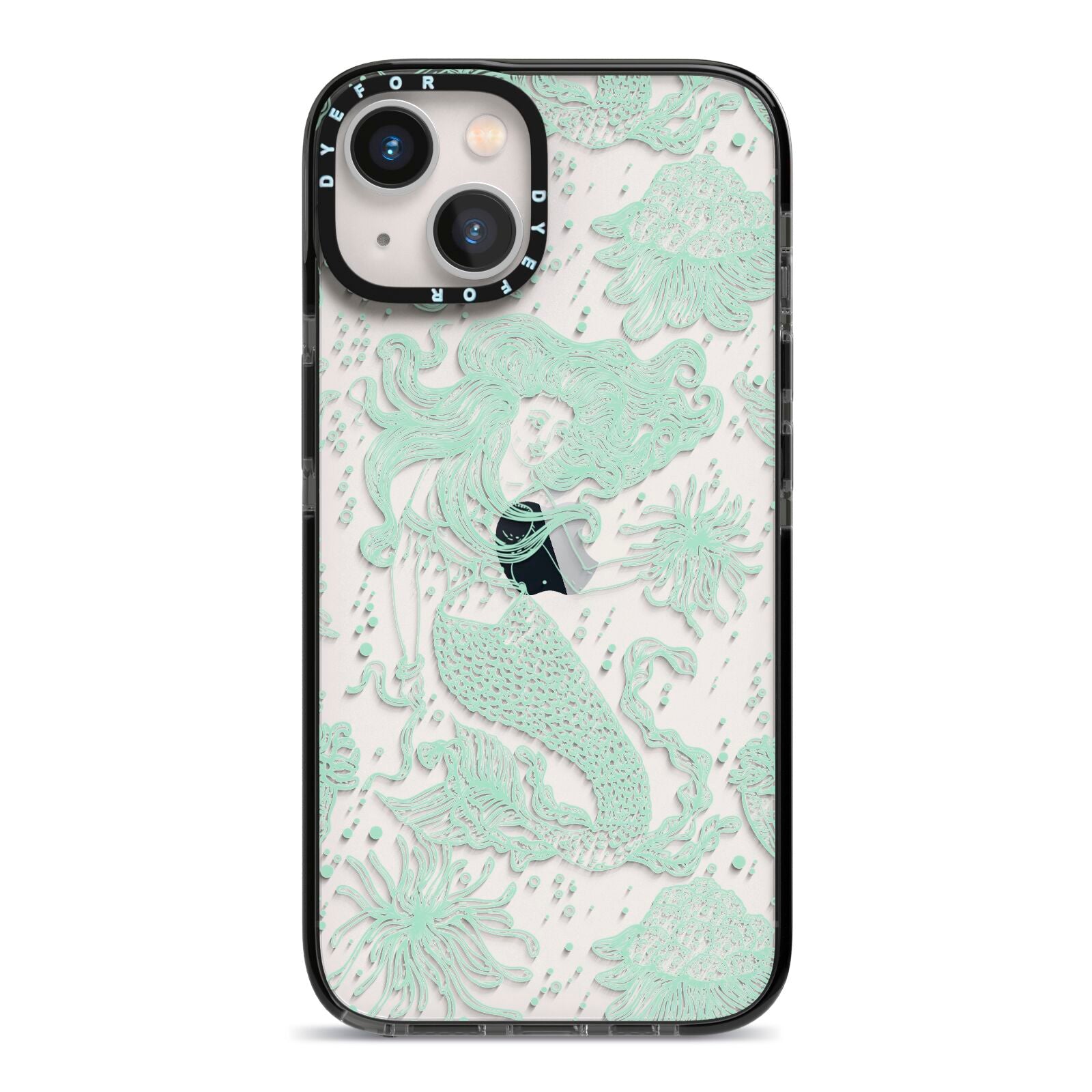 Sea Mermaid iPhone 13 Black Impact Case on Silver phone