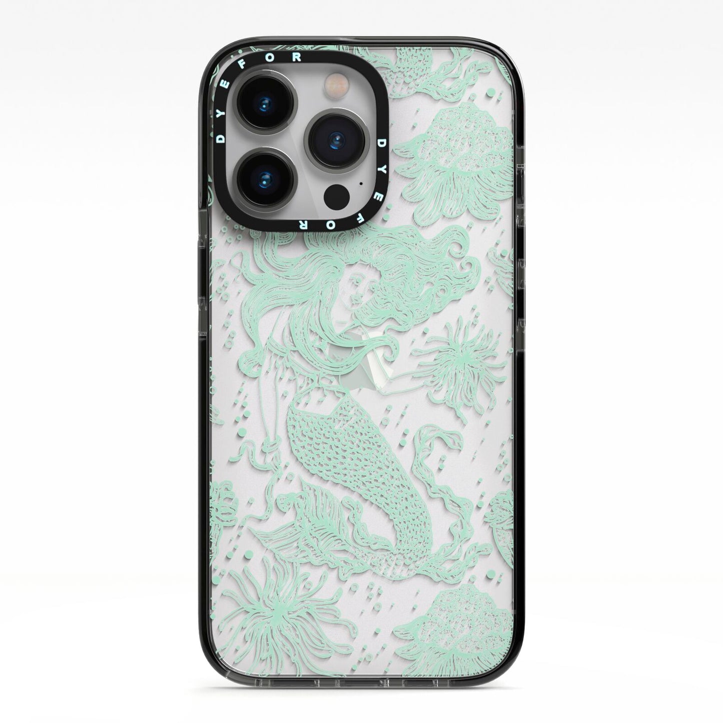 Sea Mermaid iPhone 13 Pro Black Impact Case on Silver phone