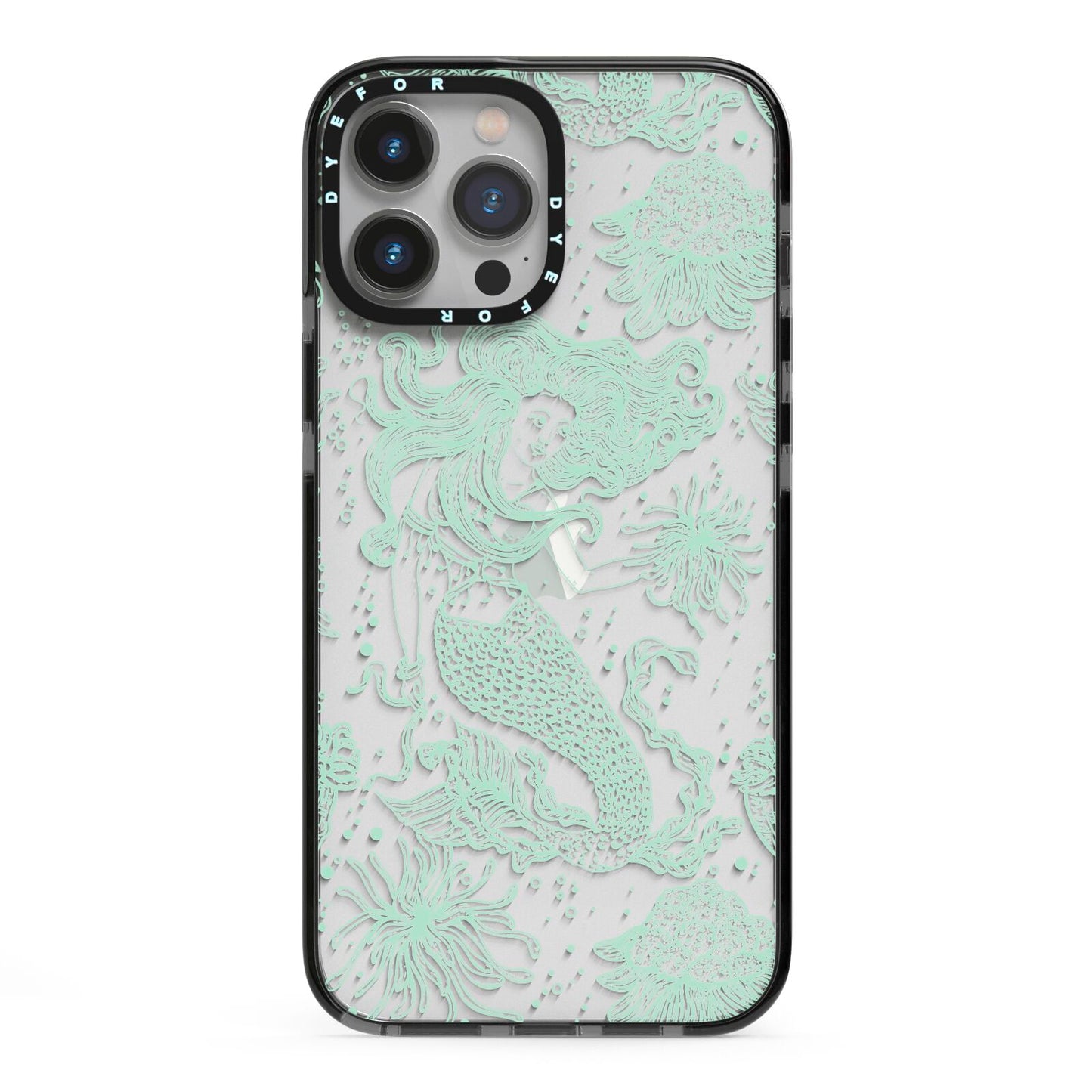 Sea Mermaid iPhone 13 Pro Max Black Impact Case on Silver phone