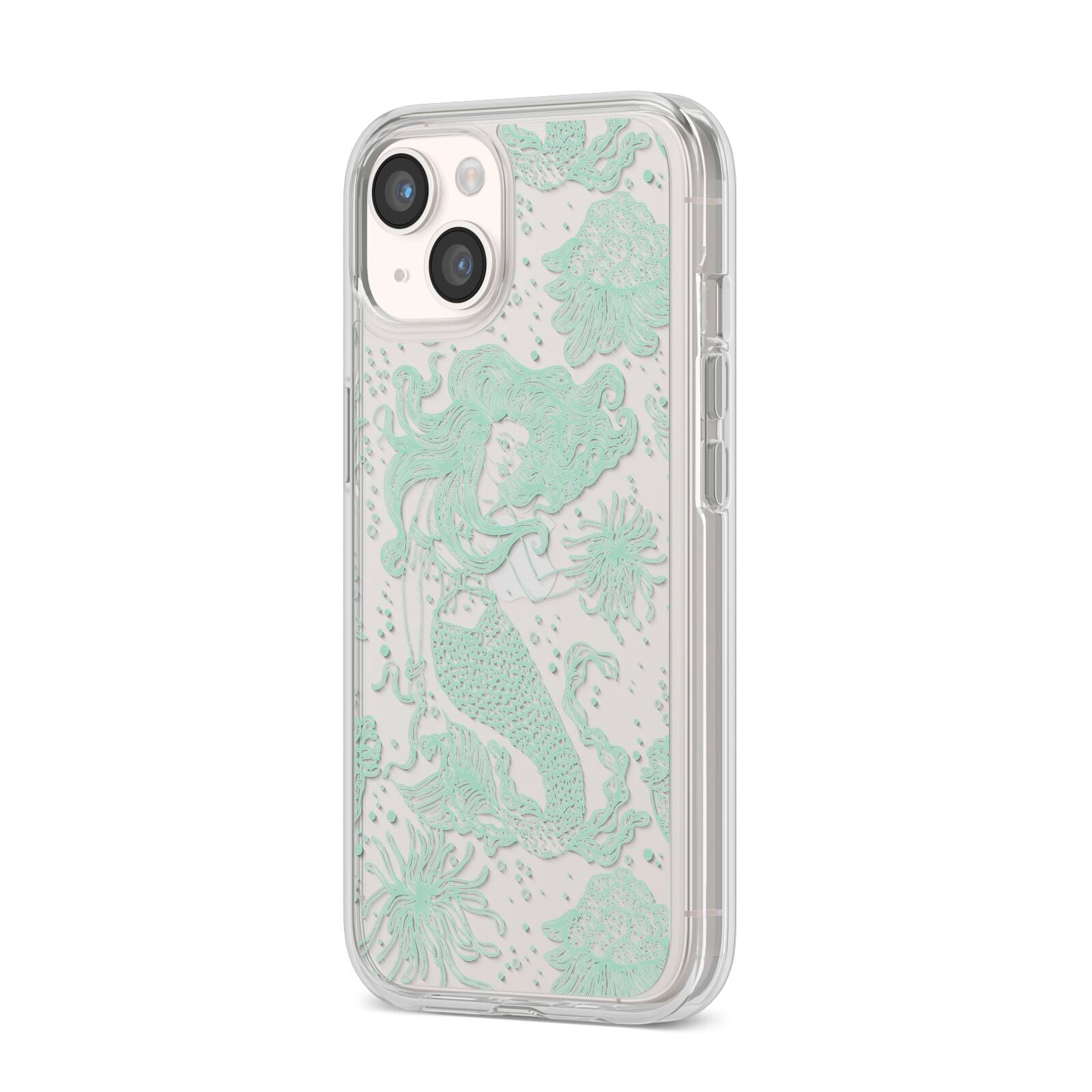 Sea Mermaid iPhone 14 Clear Tough Case Starlight Angled Image