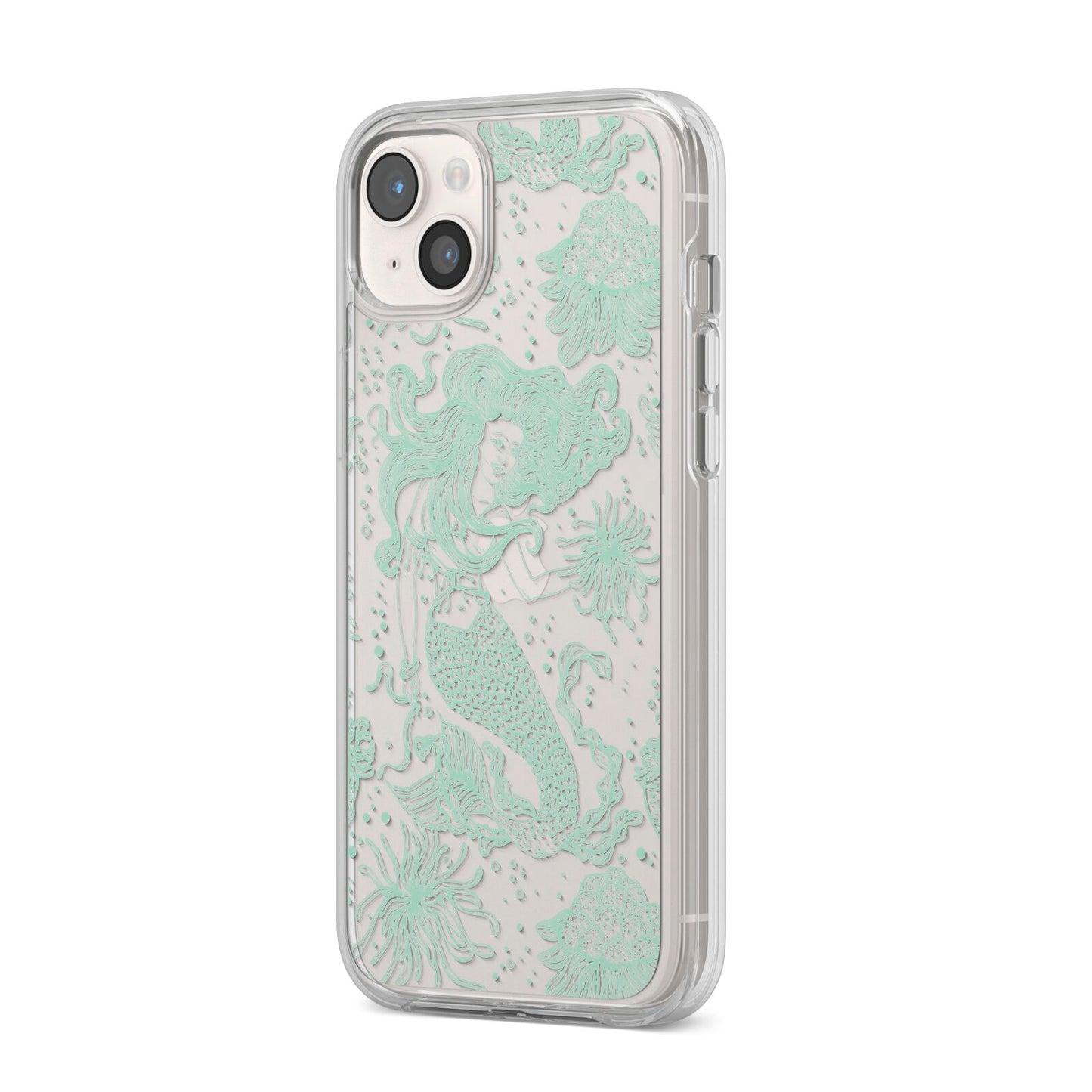 Sea Mermaid iPhone 14 Plus Clear Tough Case Starlight Angled Image