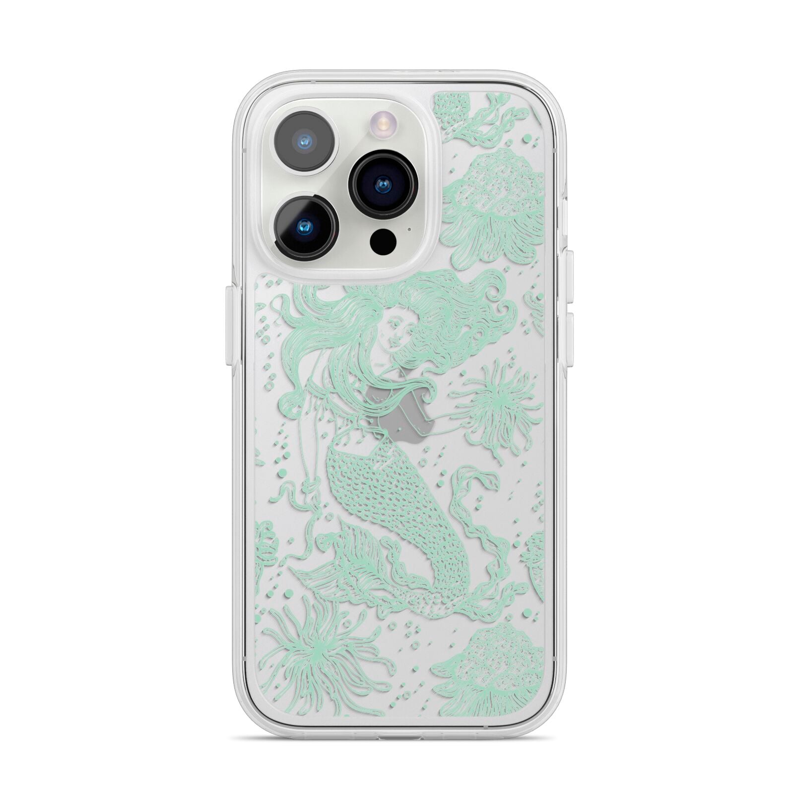 Sea Mermaid iPhone 14 Pro Clear Tough Case Silver