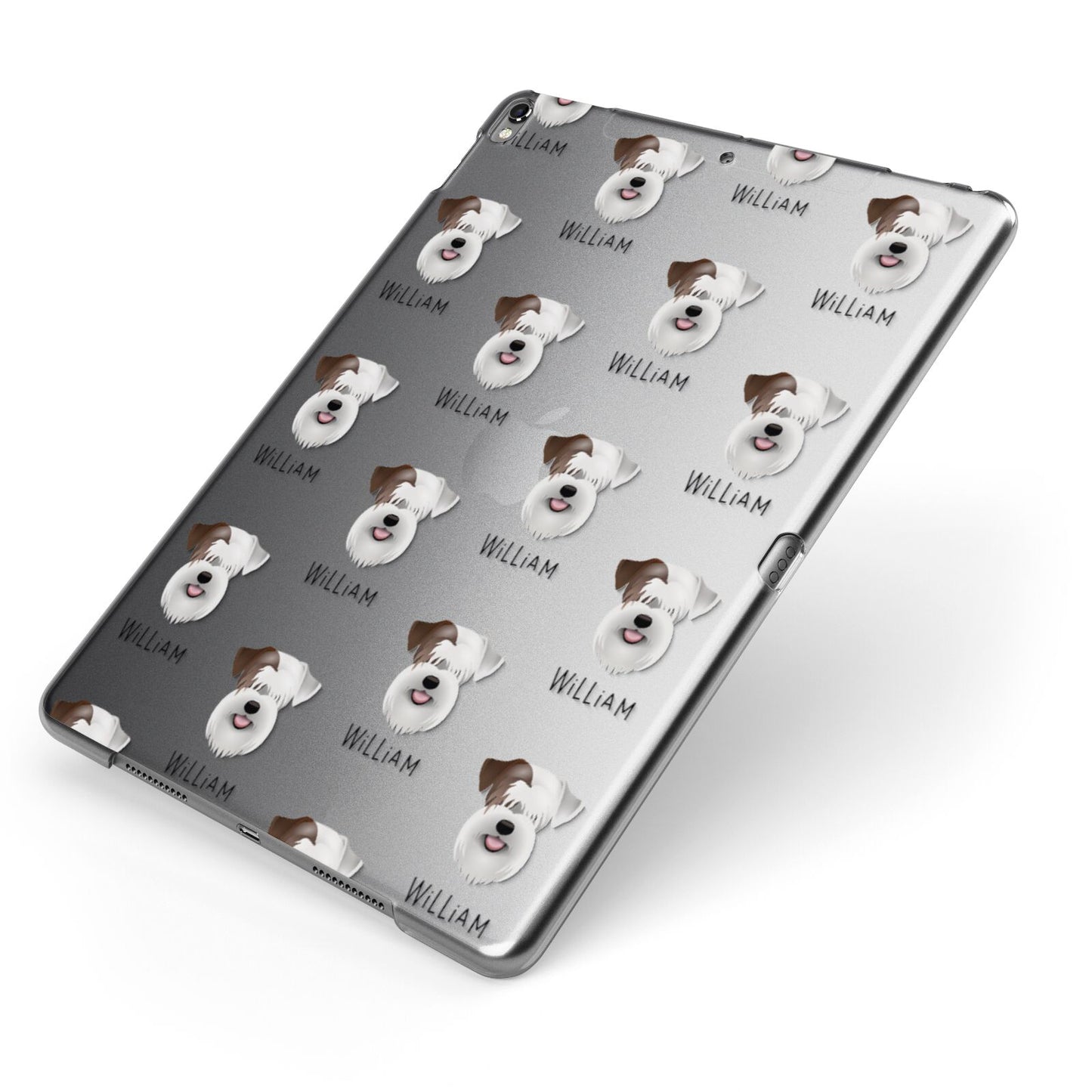 Sealyham Terrier Icon with Name Apple iPad Case on Grey iPad Side View