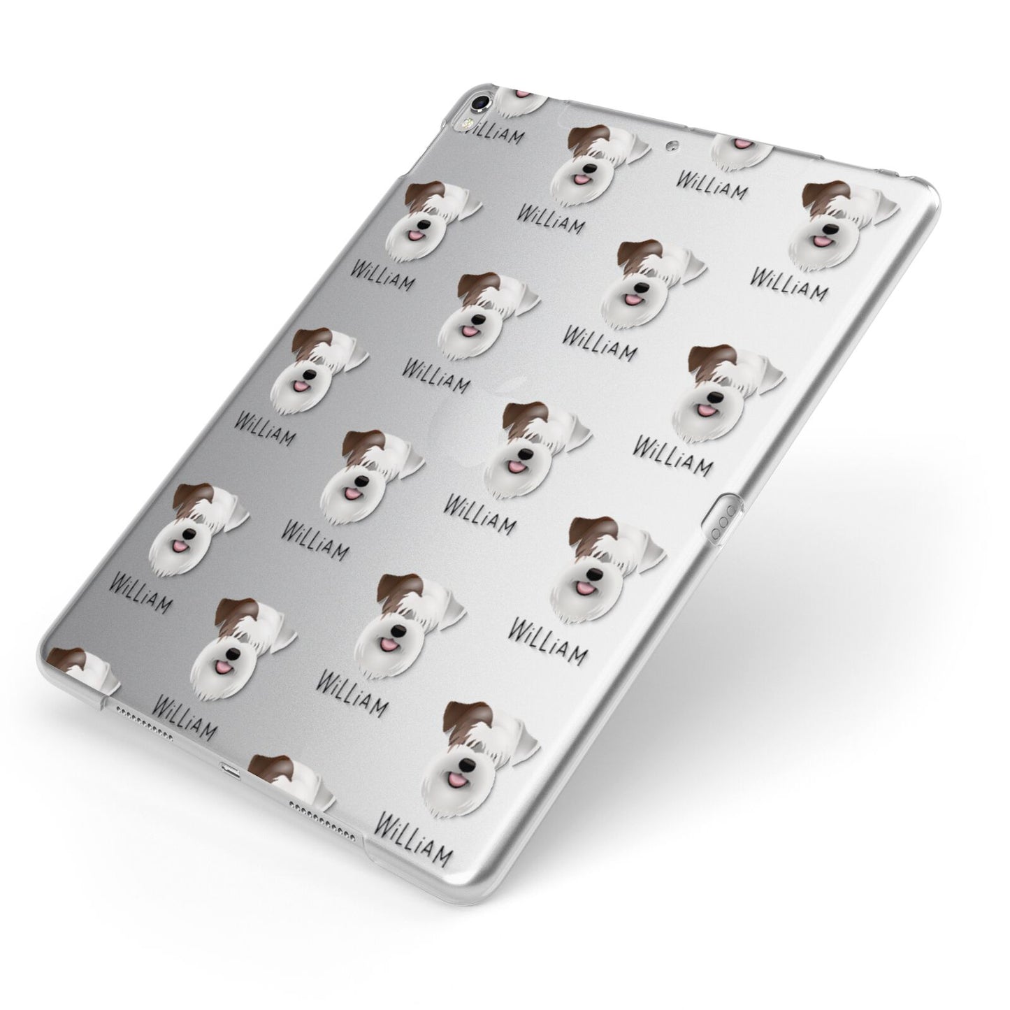 Sealyham Terrier Icon with Name Apple iPad Case on Silver iPad Side View