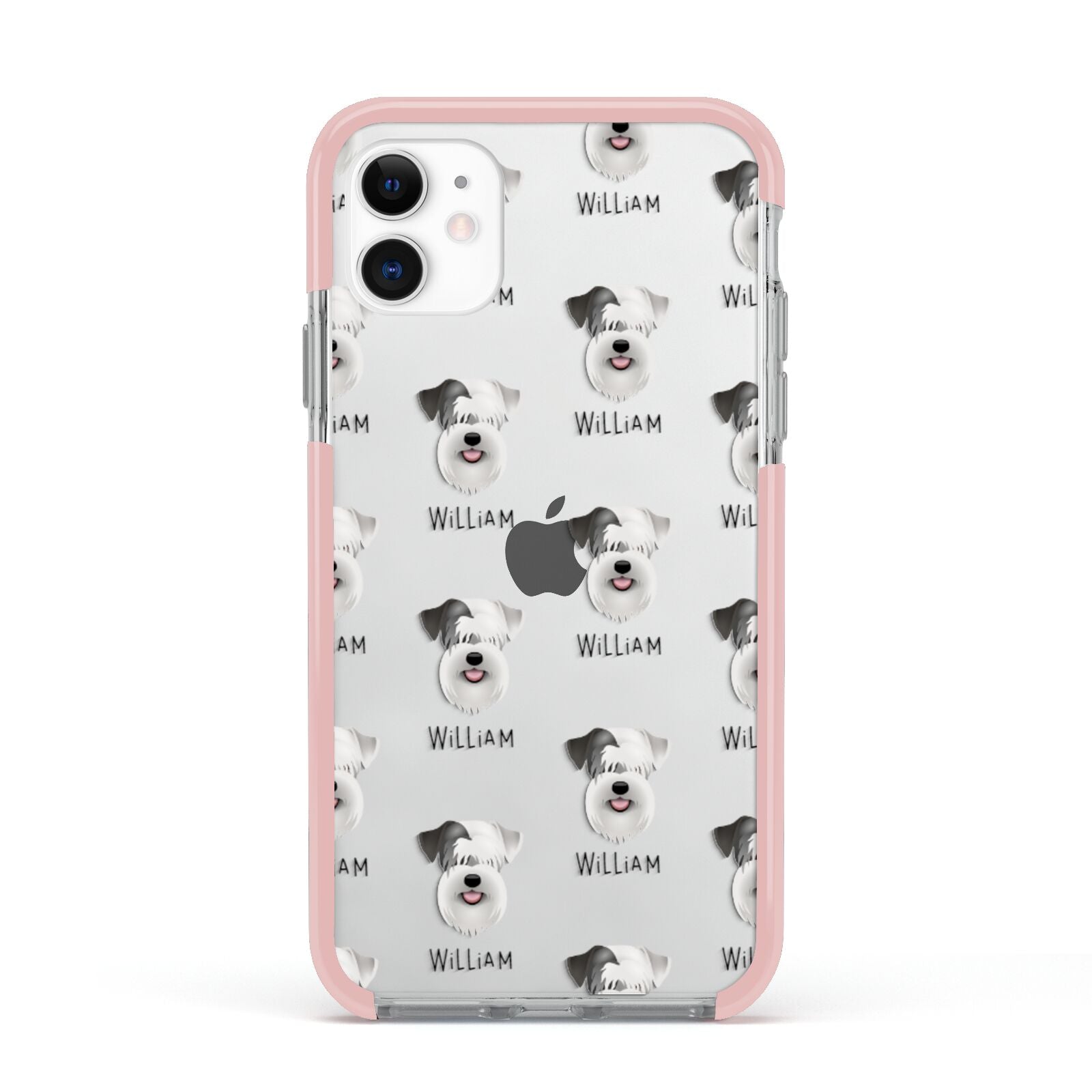 Sealyham Terrier Icon with Name Apple iPhone 11 in White with Pink Impact Case