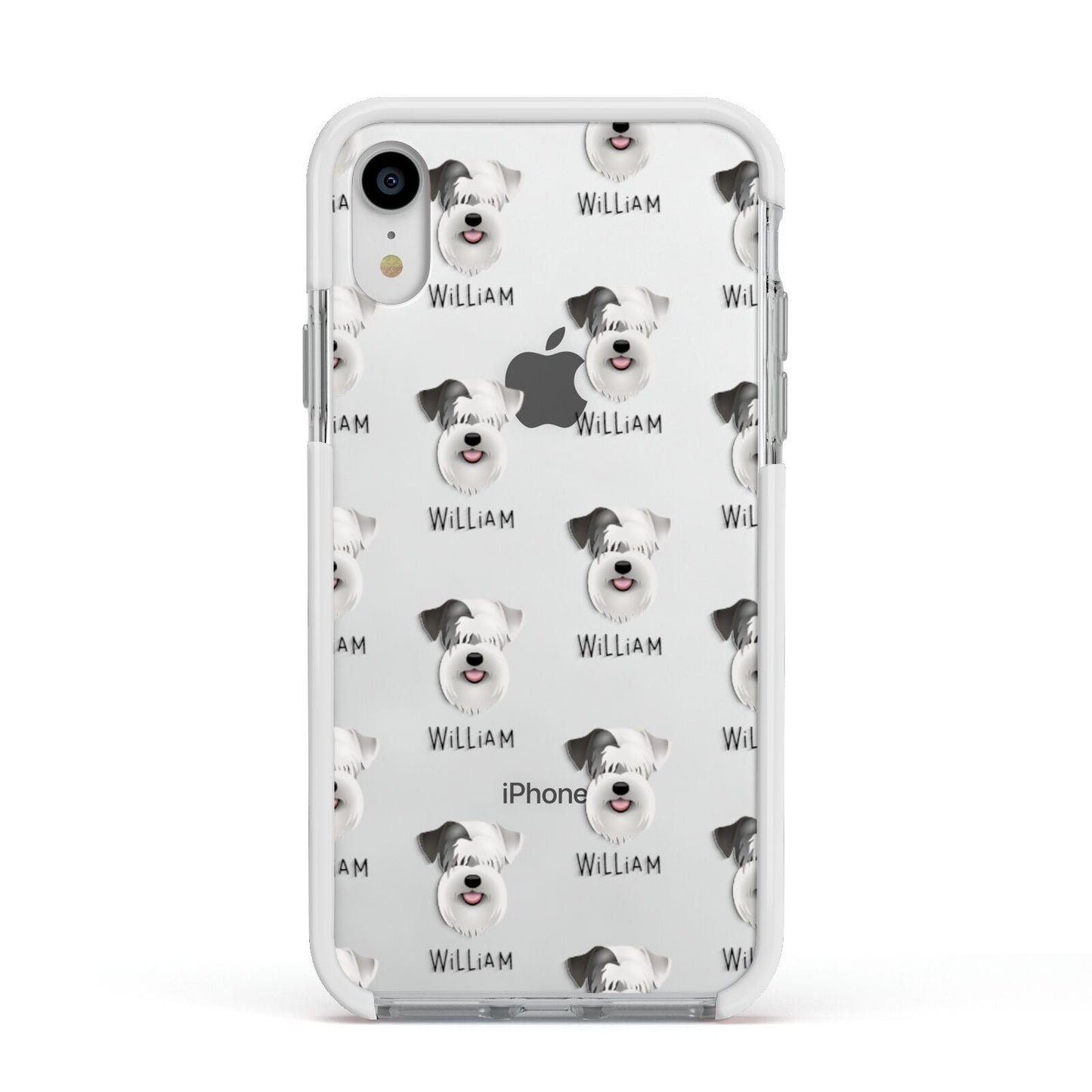 Sealyham Terrier Icon with Name Apple iPhone XR Impact Case White Edge on Silver Phone