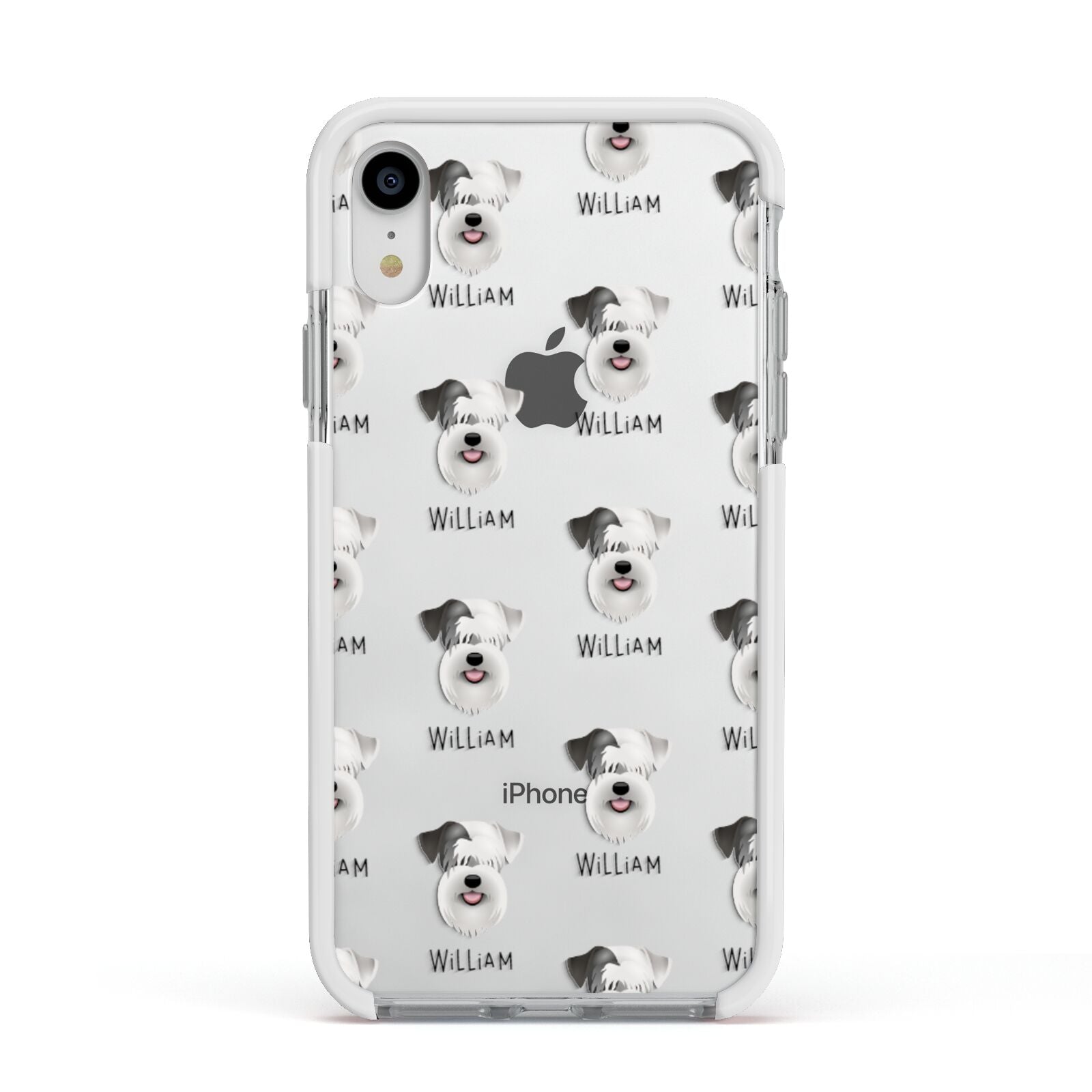 Sealyham Terrier Icon with Name Apple iPhone XR Impact Case White Edge on Silver Phone