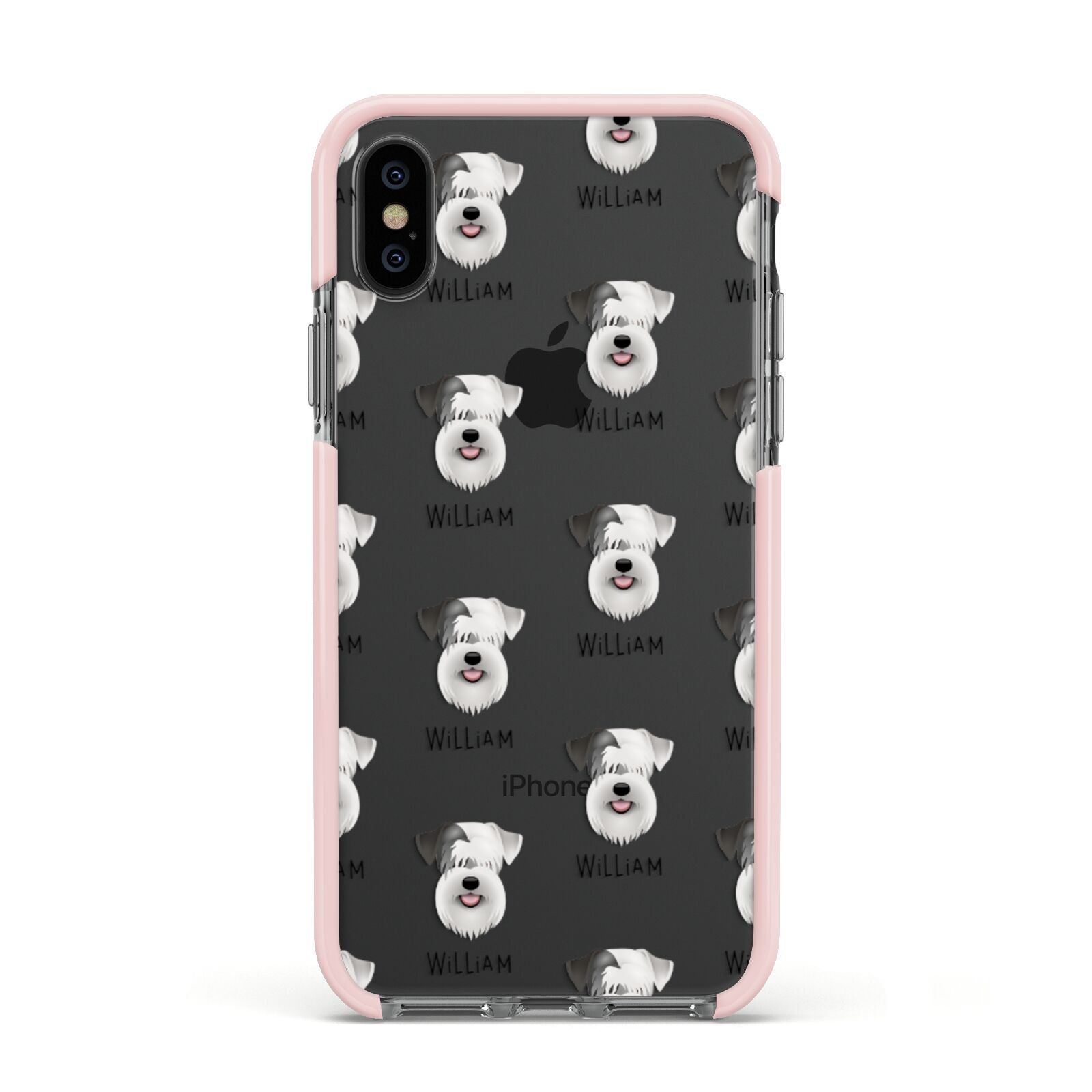 Sealyham Terrier Icon with Name Apple iPhone Xs Impact Case Pink Edge on Black Phone