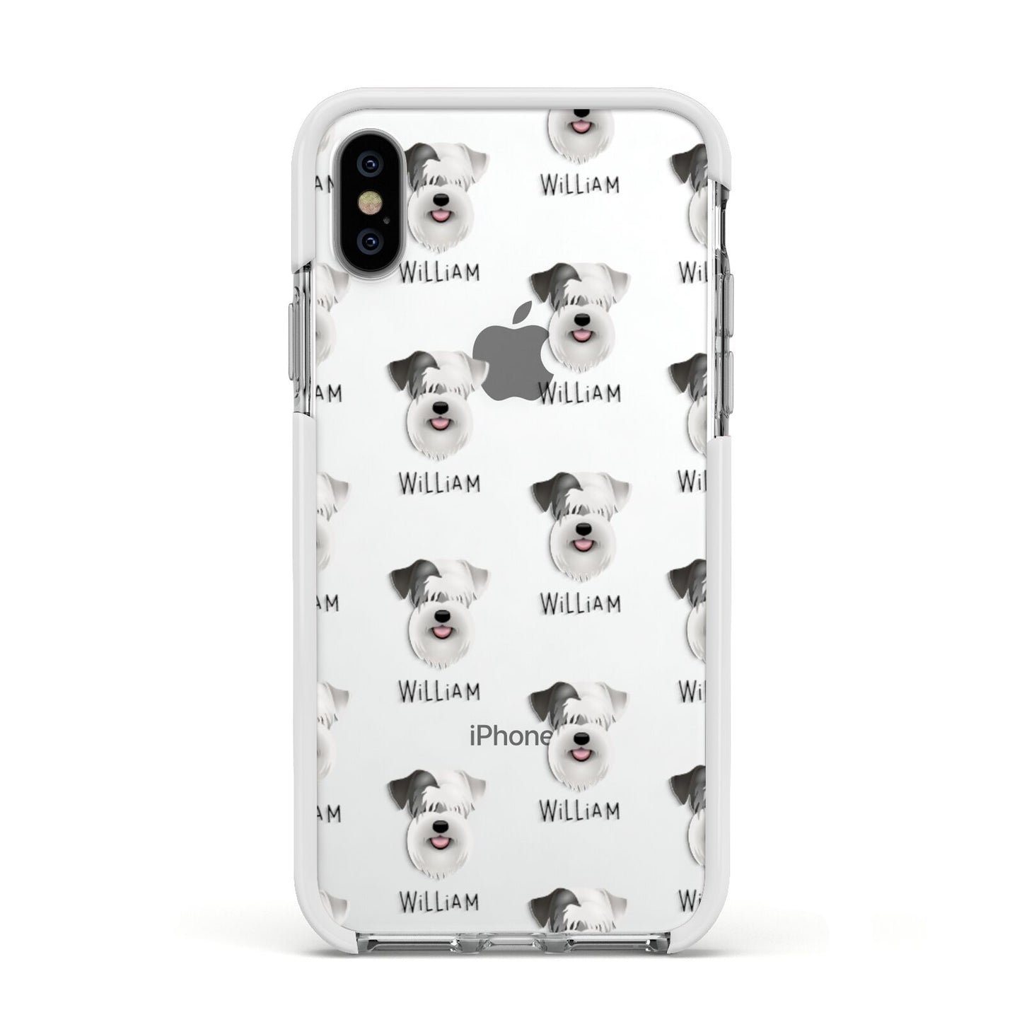 Sealyham Terrier Icon with Name Apple iPhone Xs Impact Case White Edge on Silver Phone