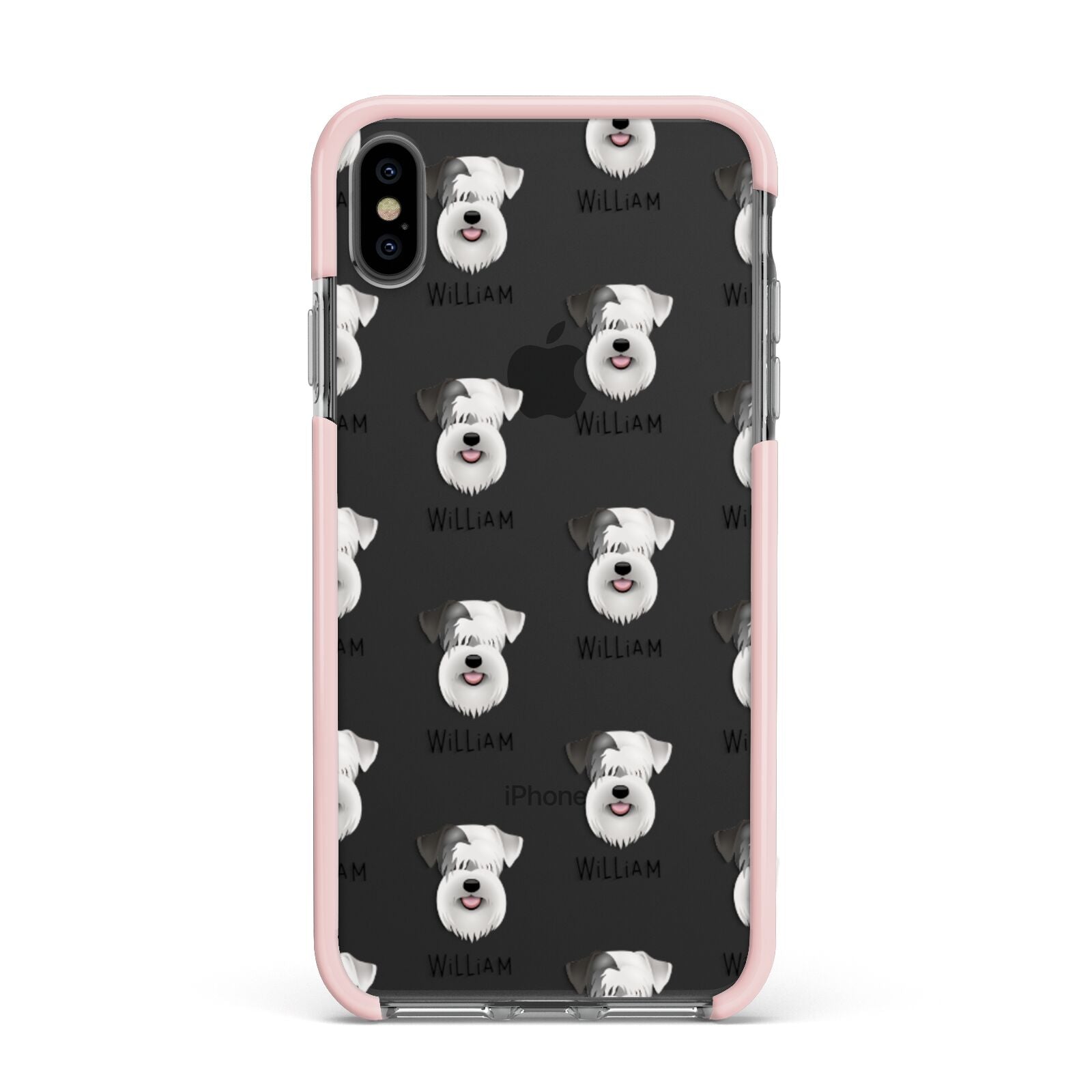 Sealyham Terrier Icon with Name Apple iPhone Xs Max Impact Case Pink Edge on Black Phone