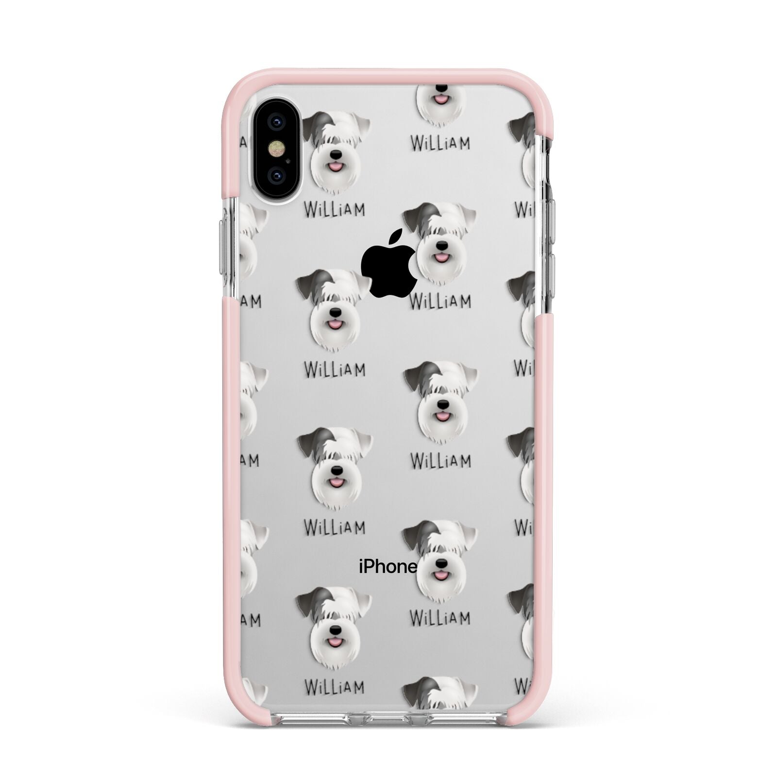 Sealyham Terrier Icon with Name Apple iPhone Xs Max Impact Case Pink Edge on Silver Phone