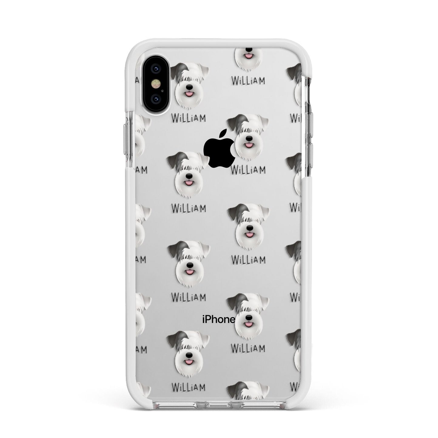 Sealyham Terrier Icon with Name Apple iPhone Xs Max Impact Case White Edge on Silver Phone