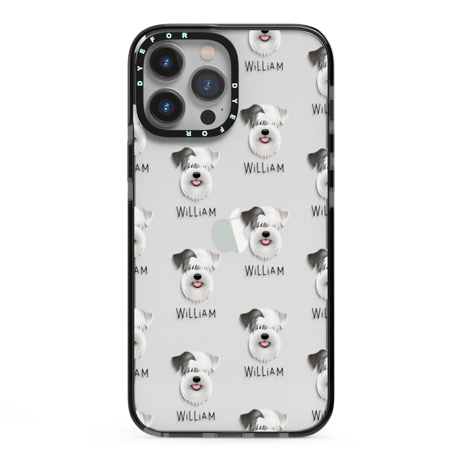 Sealyham Terrier Icon with Name iPhone 13 Pro Max Black Impact Case on Silver phone