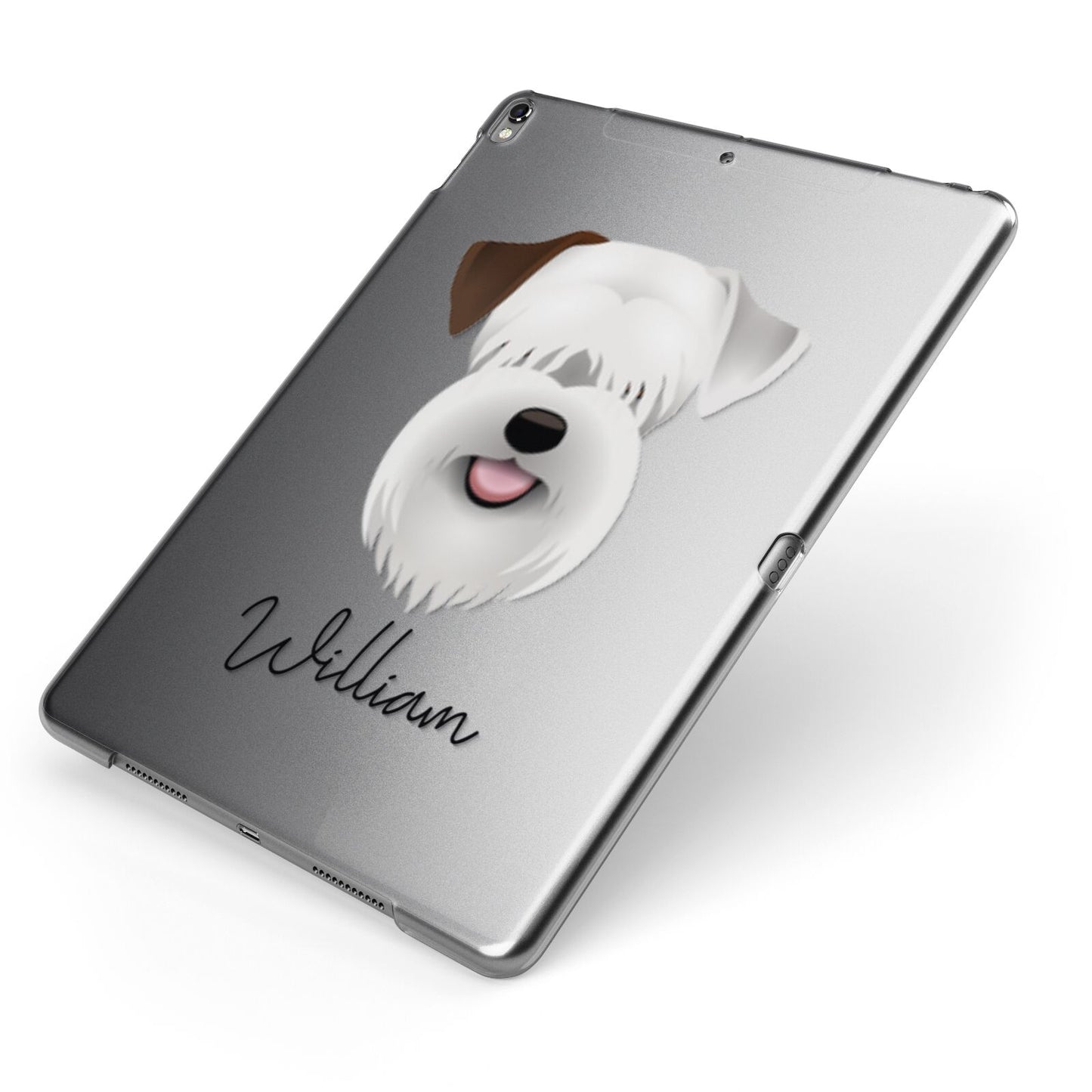 Sealyham Terrier Personalised Apple iPad Case on Grey iPad Side View
