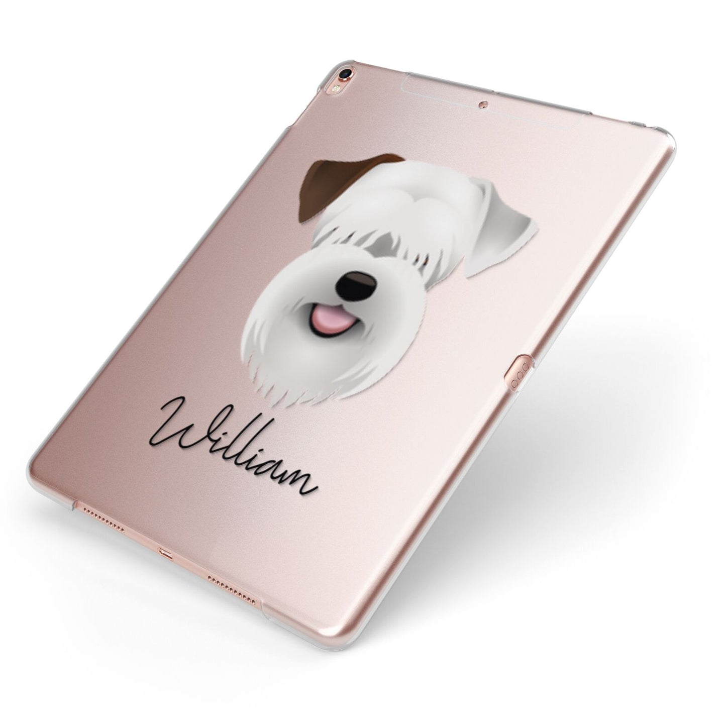Sealyham Terrier Personalised Apple iPad Case on Rose Gold iPad Side View