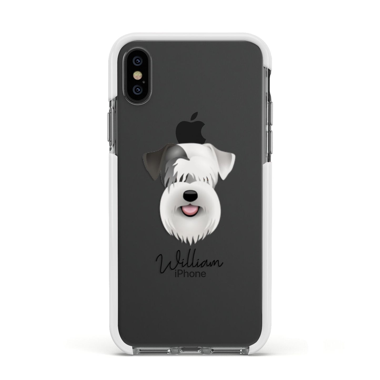 Sealyham Terrier Personalised Apple iPhone Xs Impact Case White Edge on Black Phone