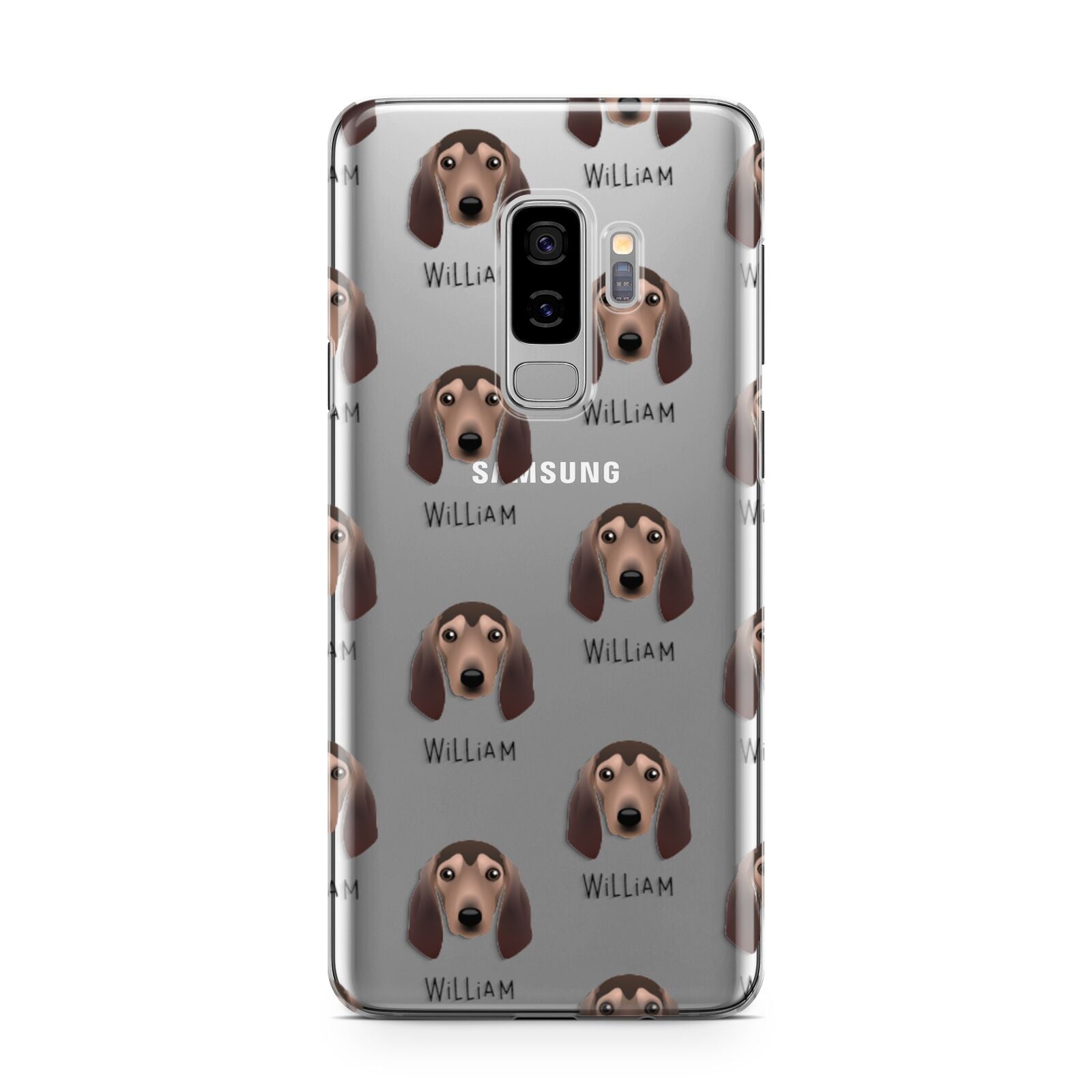 Segugio Italiano Icon with Name Samsung Galaxy S9 Plus Case on Silver phone