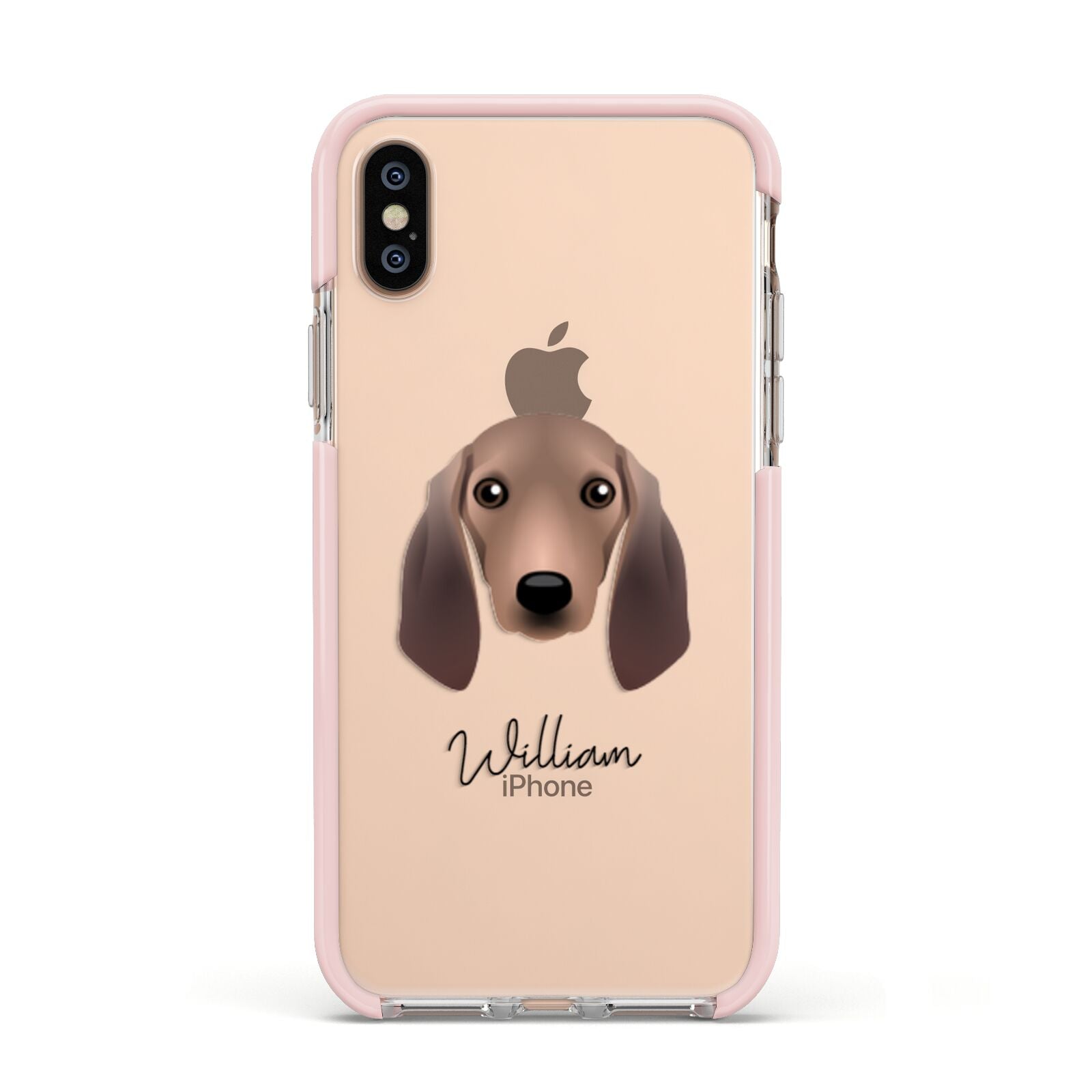 Segugio Italiano Personalised Apple iPhone Xs Impact Case Pink Edge on Gold Phone