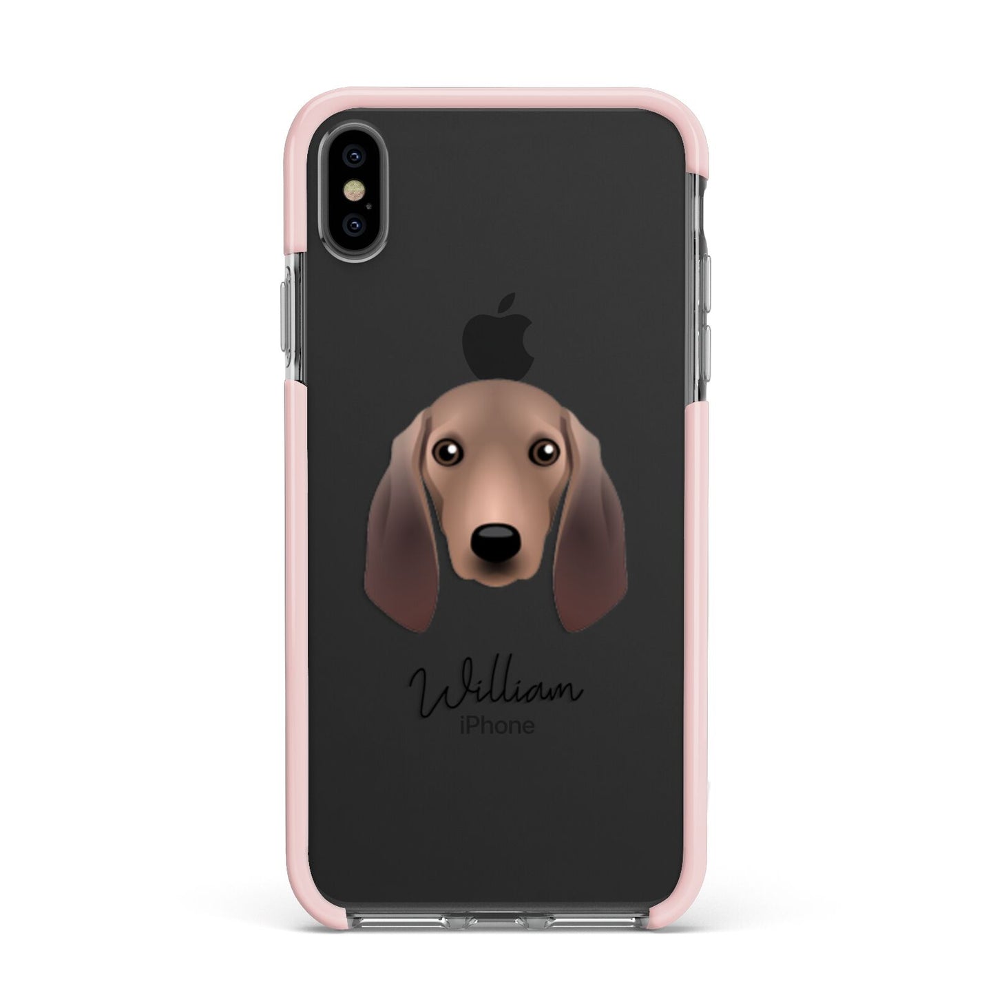 Segugio Italiano Personalised Apple iPhone Xs Max Impact Case Pink Edge on Black Phone