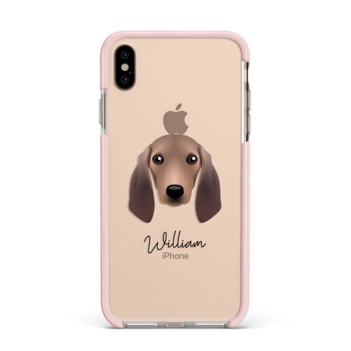 Segugio Italiano Personalised Apple iPhone Xs Max Impact Case Pink Edge on Gold Phone