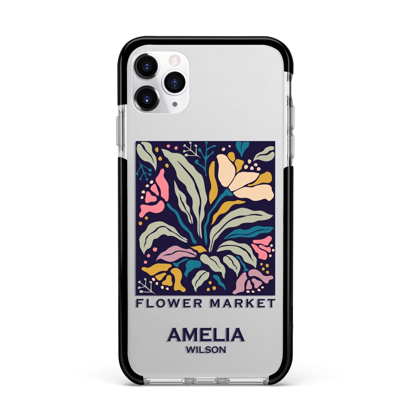 Seoul Flower Market Apple iPhone 11 Pro Max in Silver with Black Impact Case